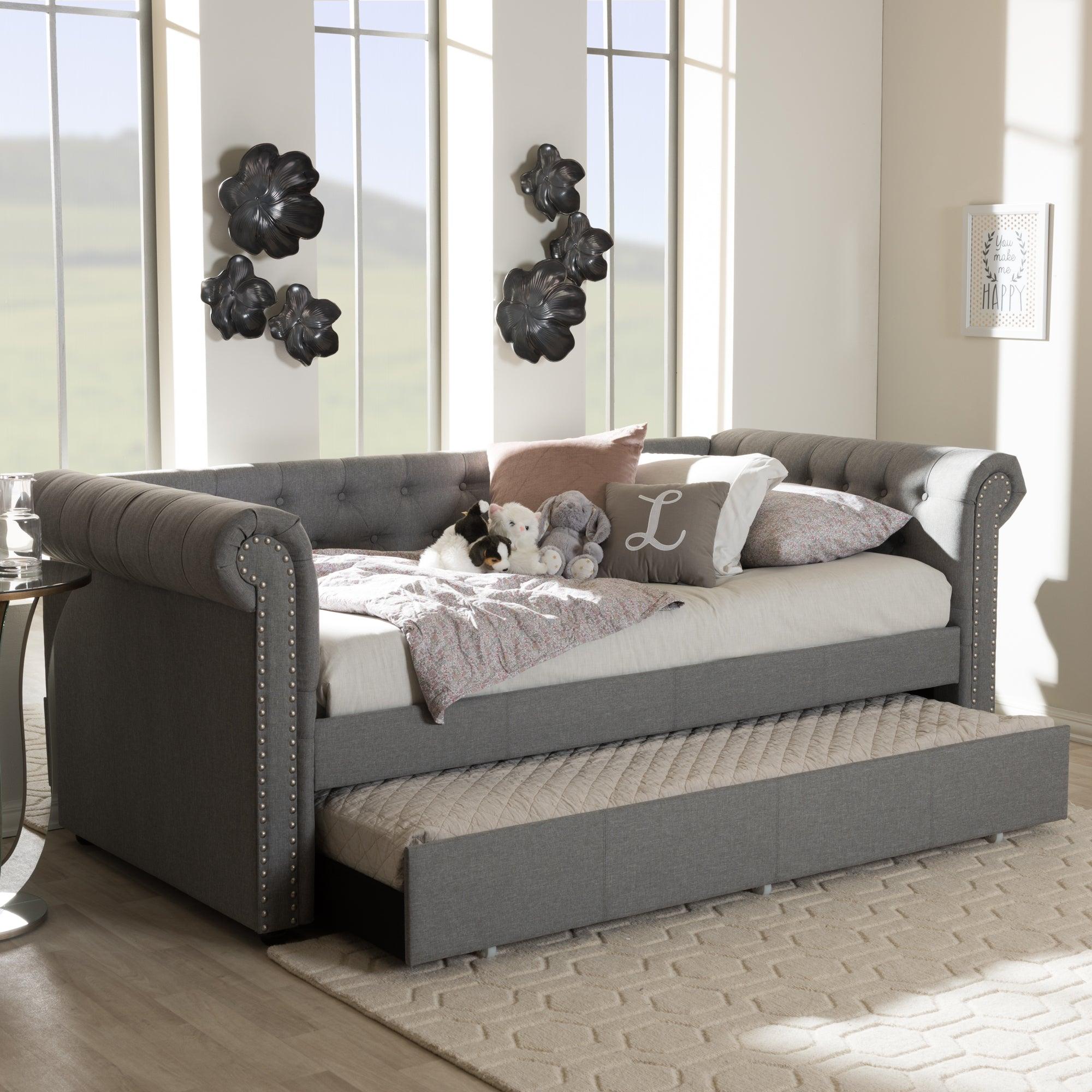 Mabelle Modern and Contemporary Fabric Trundle Daybed