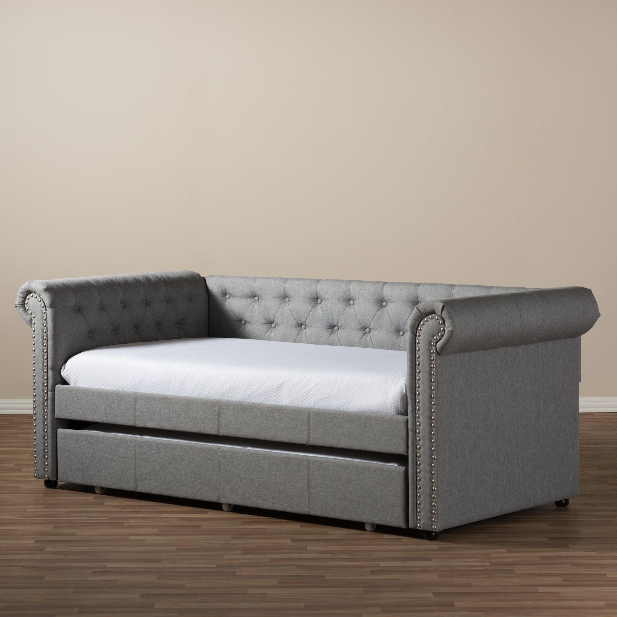 Mabelle Modern and Contemporary Fabric Trundle Daybed