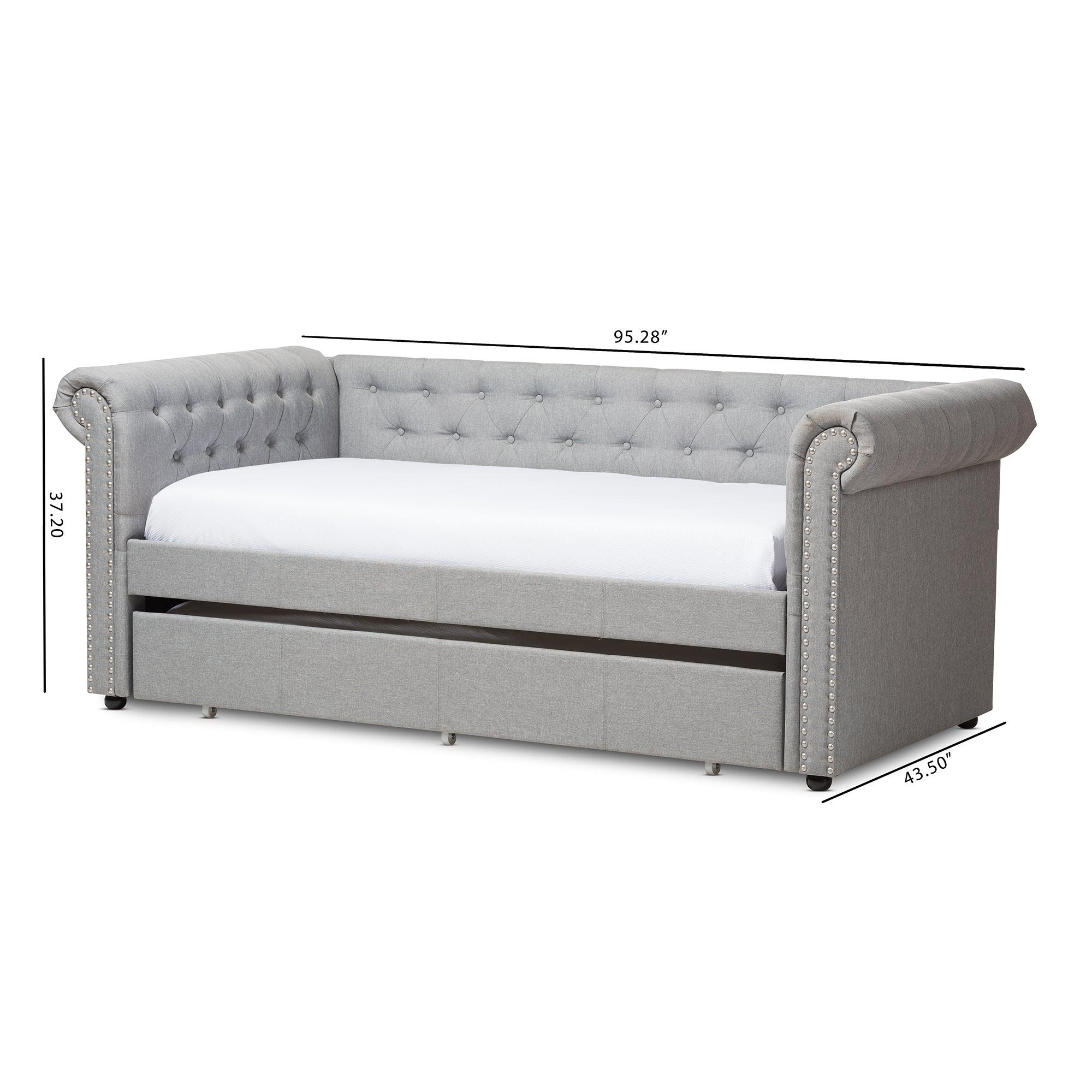 Mabelle Modern and Contemporary Fabric Trundle Daybed