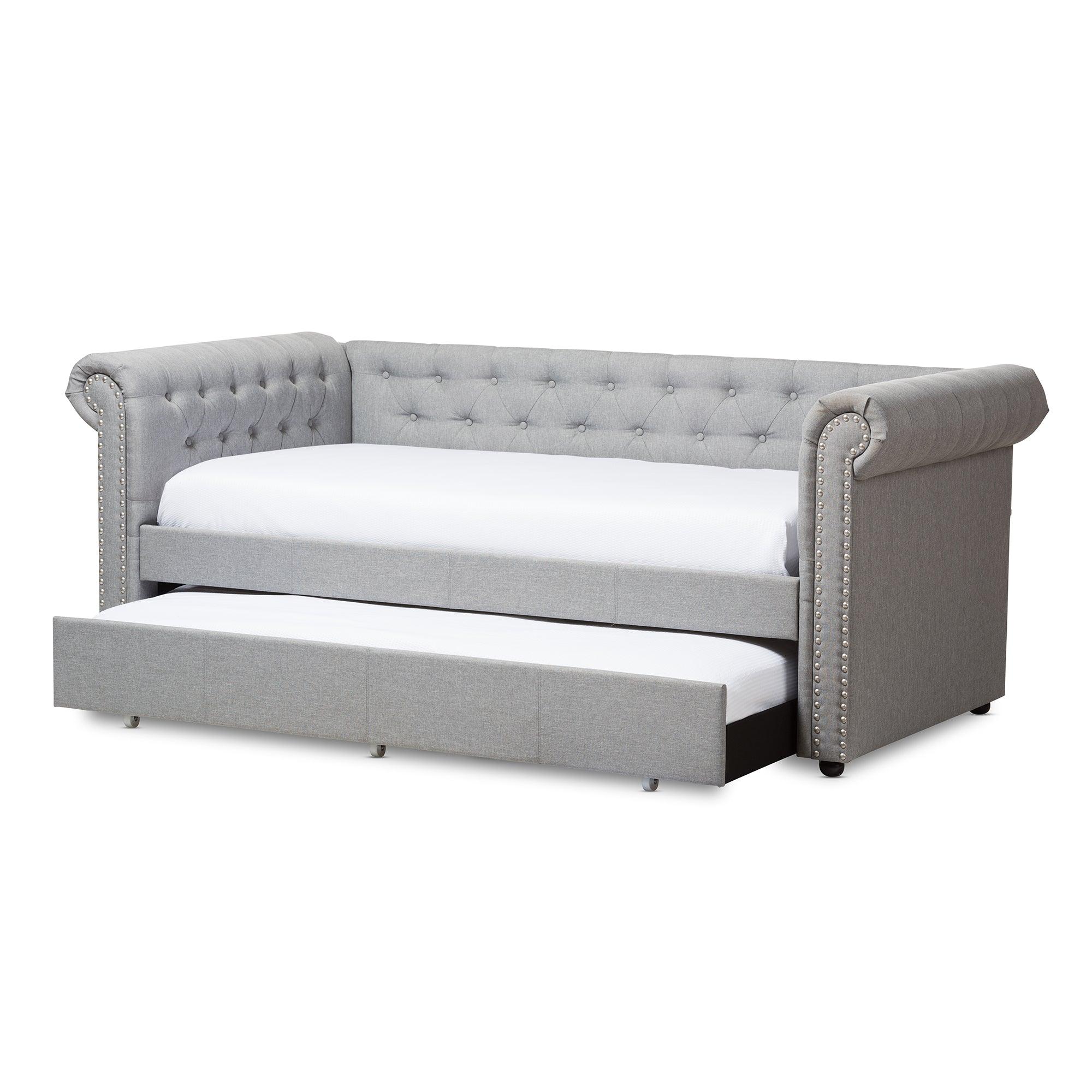 Mabelle Modern and Contemporary Fabric Trundle Daybed