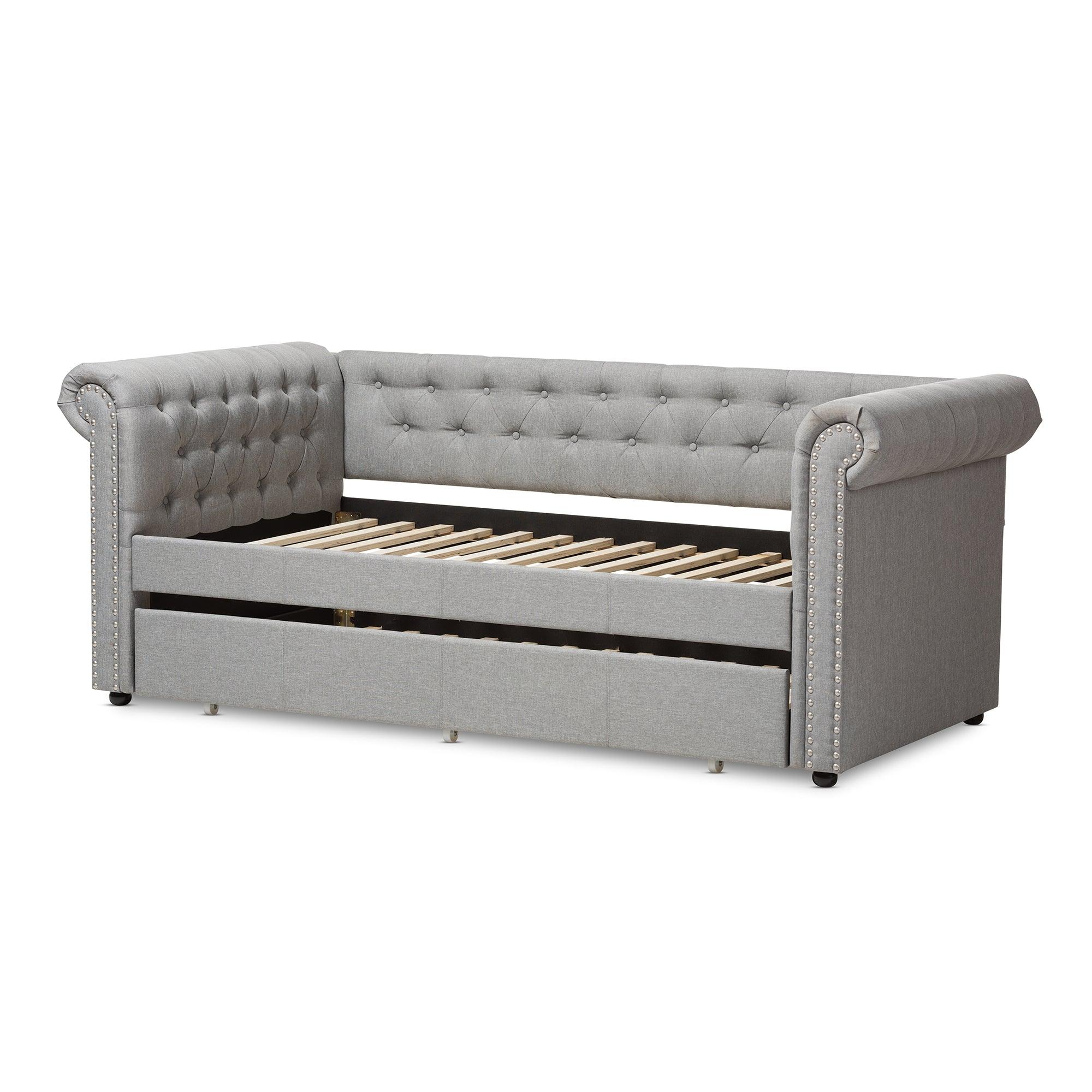 Mabelle Modern and Contemporary Fabric Trundle Daybed