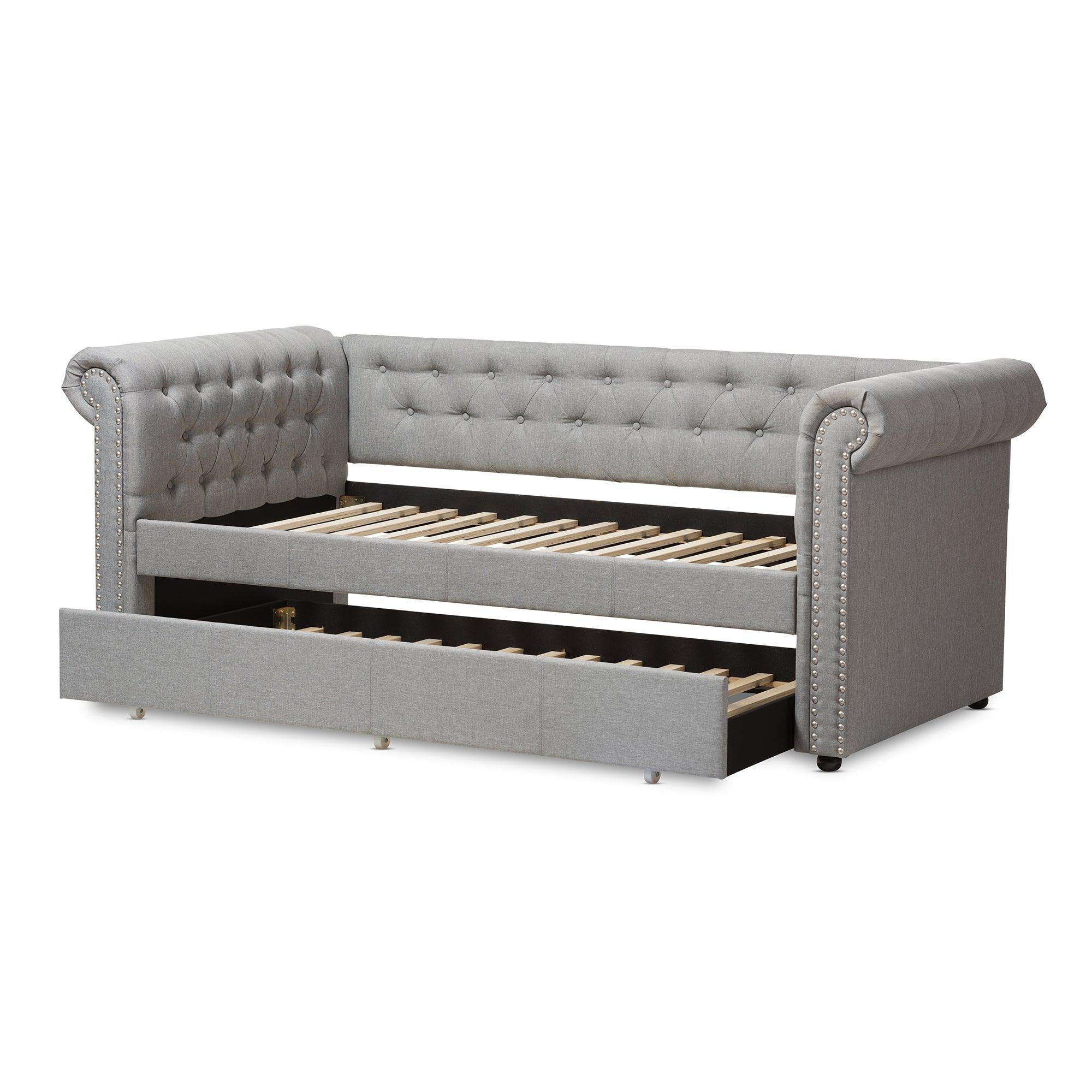 Mabelle Modern and Contemporary Fabric Trundle Daybed