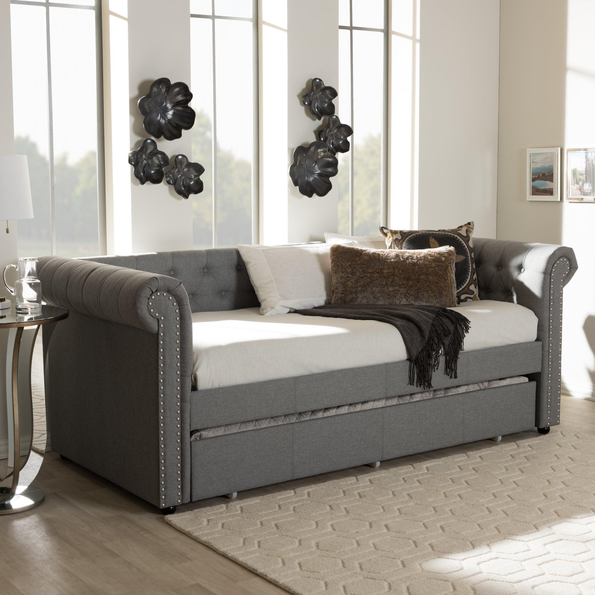 Mabelle Modern and Contemporary Fabric Trundle Daybed