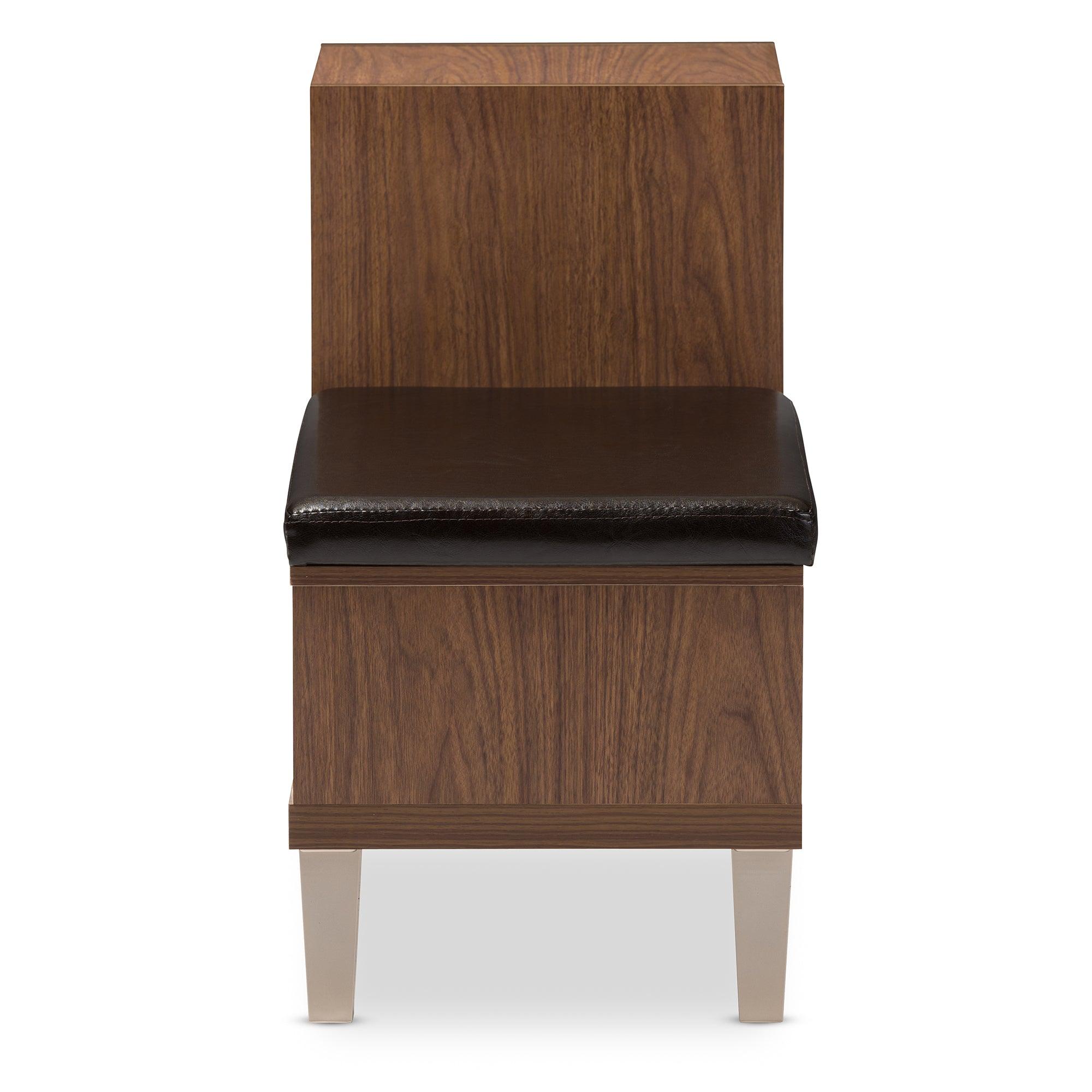 Arielle Modern and Contemporary Wood 3-Drawer Shoe Storage Padded Leatherette Seating Bench with Two Open Shelves