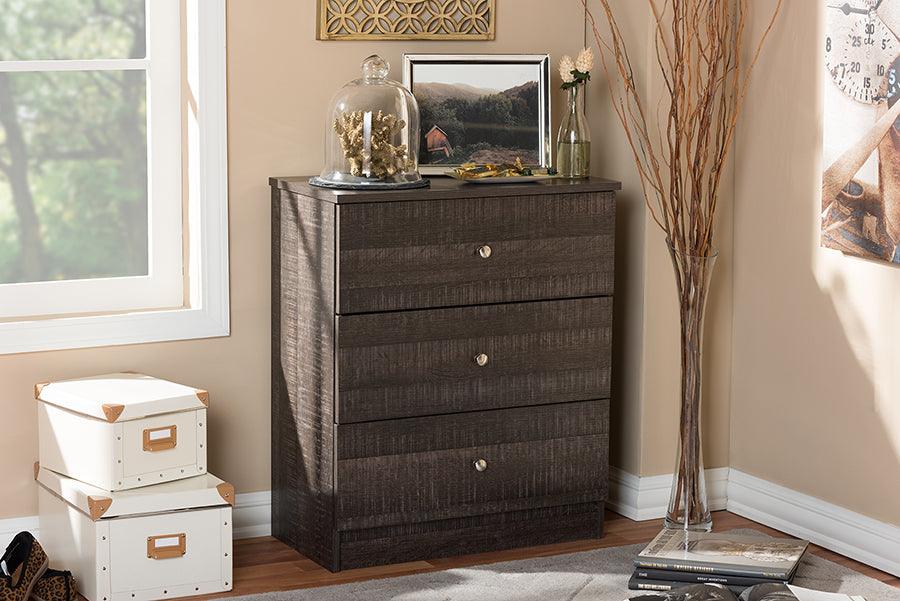 Decon Modern and Contemporary Espresso Wood 3-Drawer Storage Chest