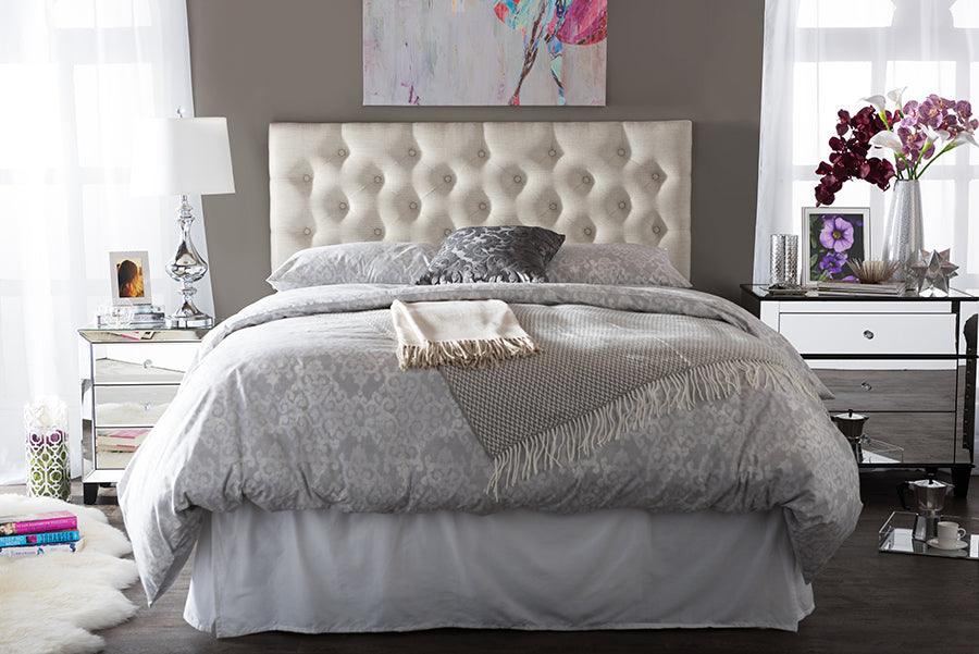 Viviana Modern and Contemporary Light Fabric Upholstered Button-tufted Headboard