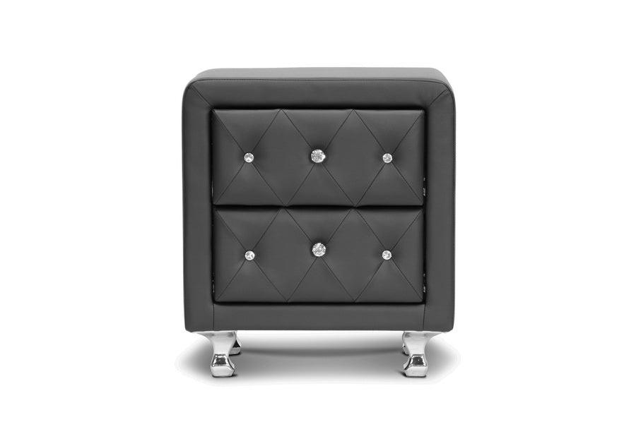 Stella Crystal Tufted Upholstered Modern Nightstand