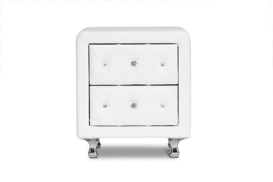 Stella Crystal Tufted Upholstered Modern Nightstand