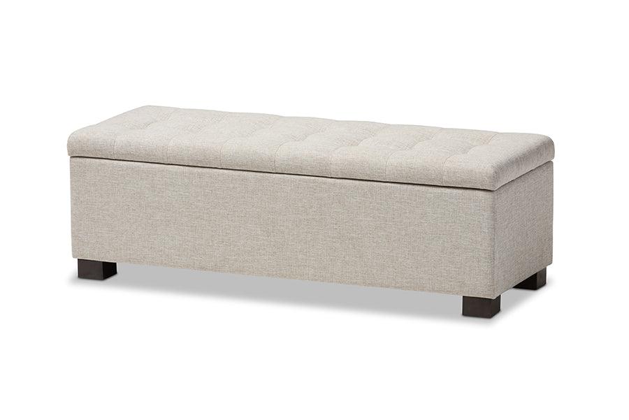 Roanoke Modern and Contemporary Fabric Upholstered Grid-Tufting Storage Ottoman Bench