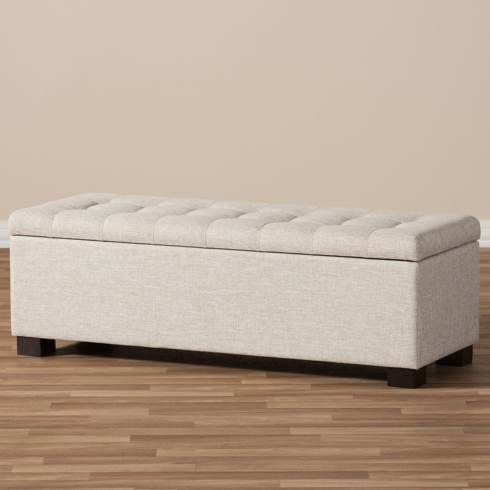 Roanoke Modern and Contemporary Fabric Upholstered Grid-Tufting Storage Ottoman Bench