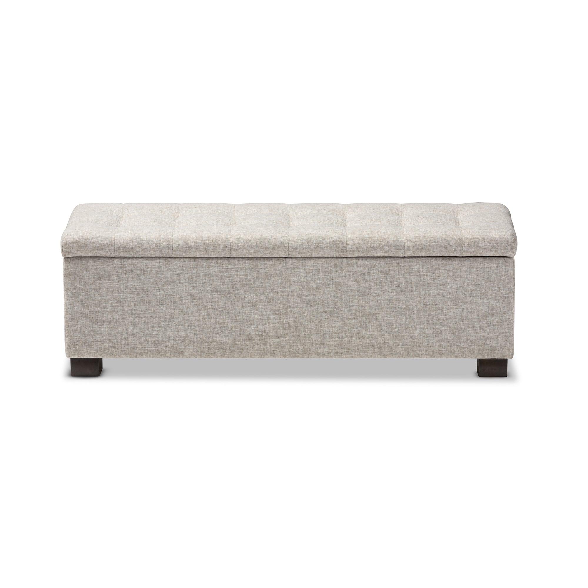 Roanoke Modern and Contemporary Fabric Upholstered Grid-Tufting Storage Ottoman Bench