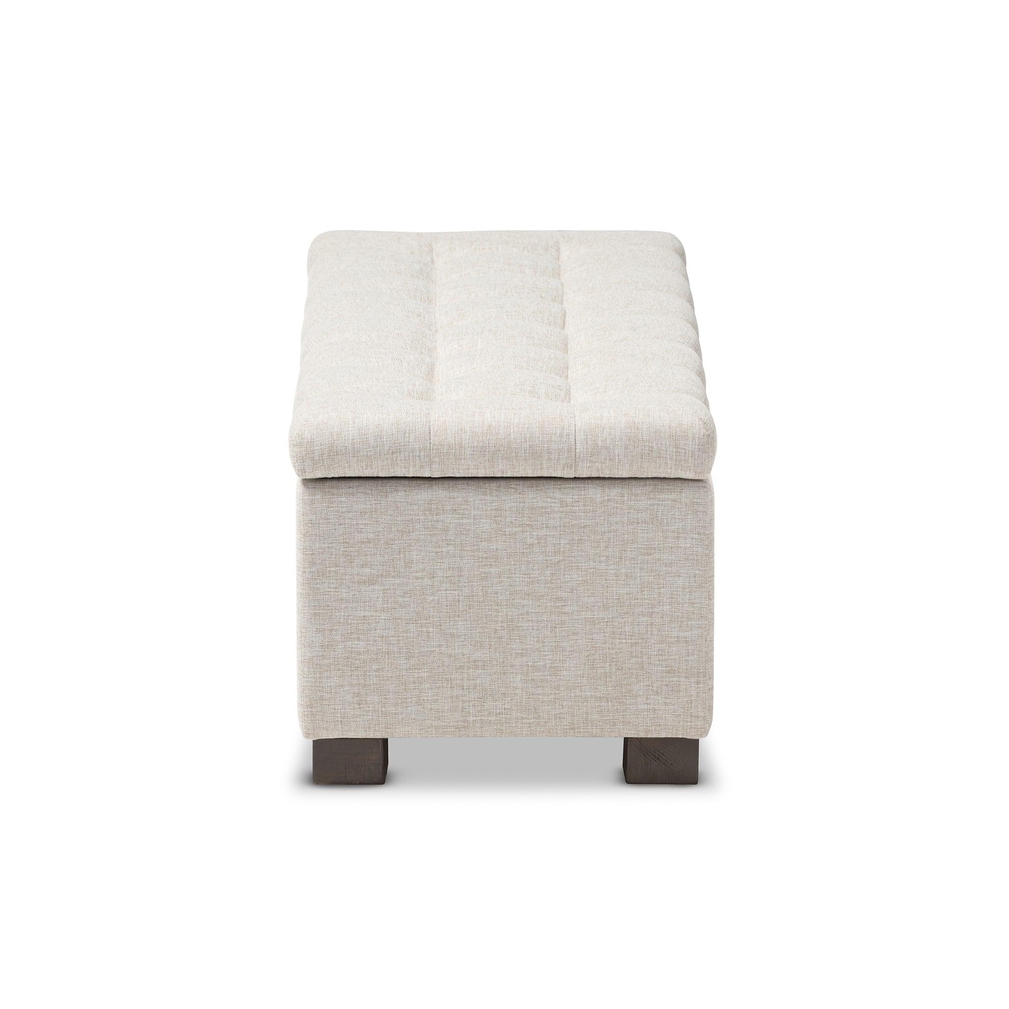 Roanoke Modern and Contemporary Fabric Upholstered Grid-Tufting Storage Ottoman Bench