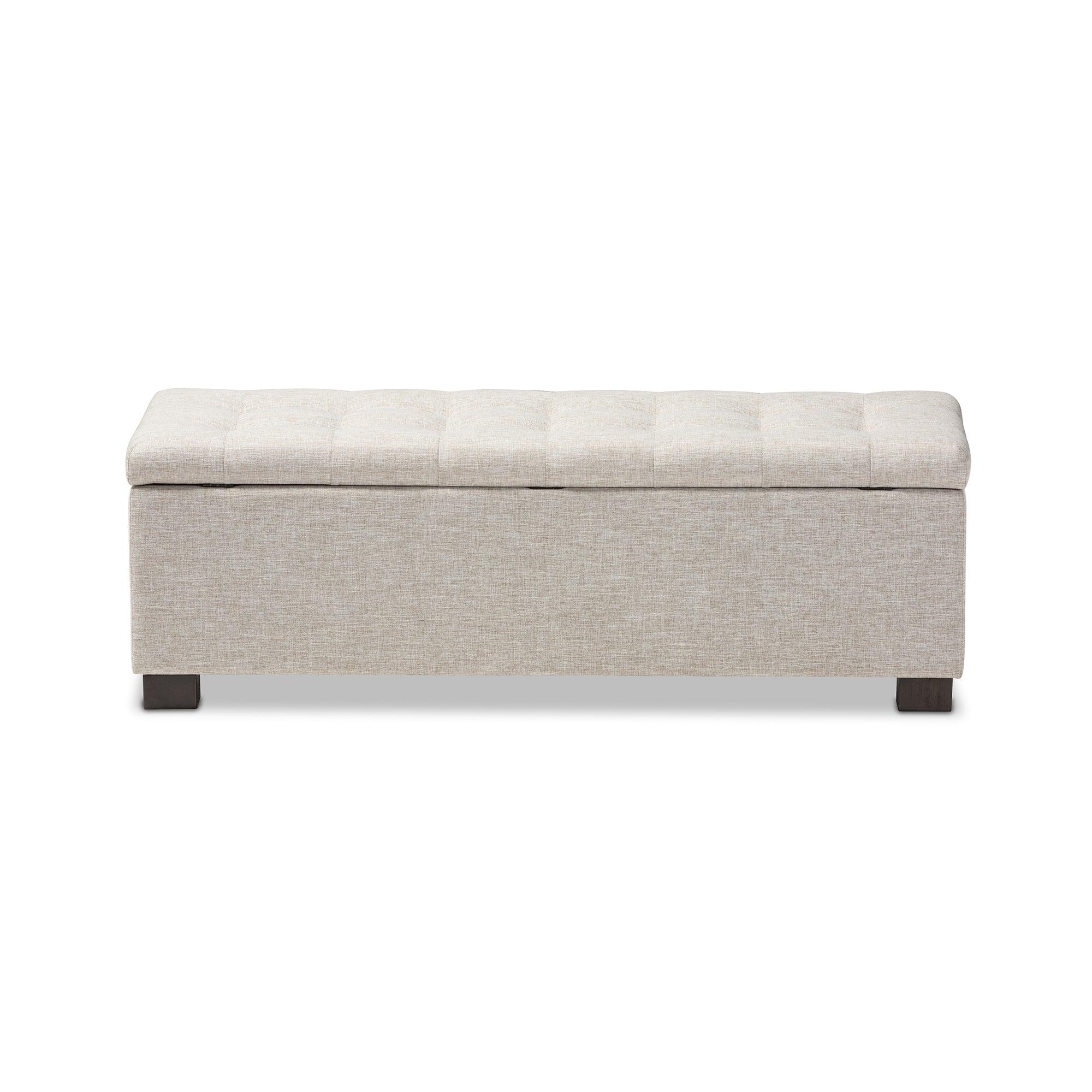 Roanoke Modern and Contemporary Fabric Upholstered Grid-Tufting Storage Ottoman Bench