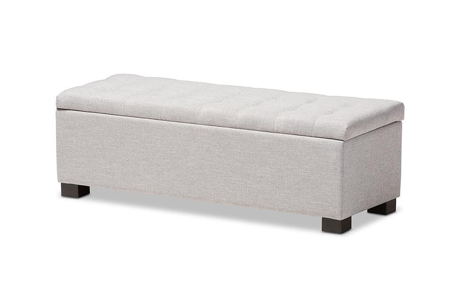 Roanoke Modern and Contemporary ish Fabric Upholstered Grid-Tufting Storage Ottoman Bench