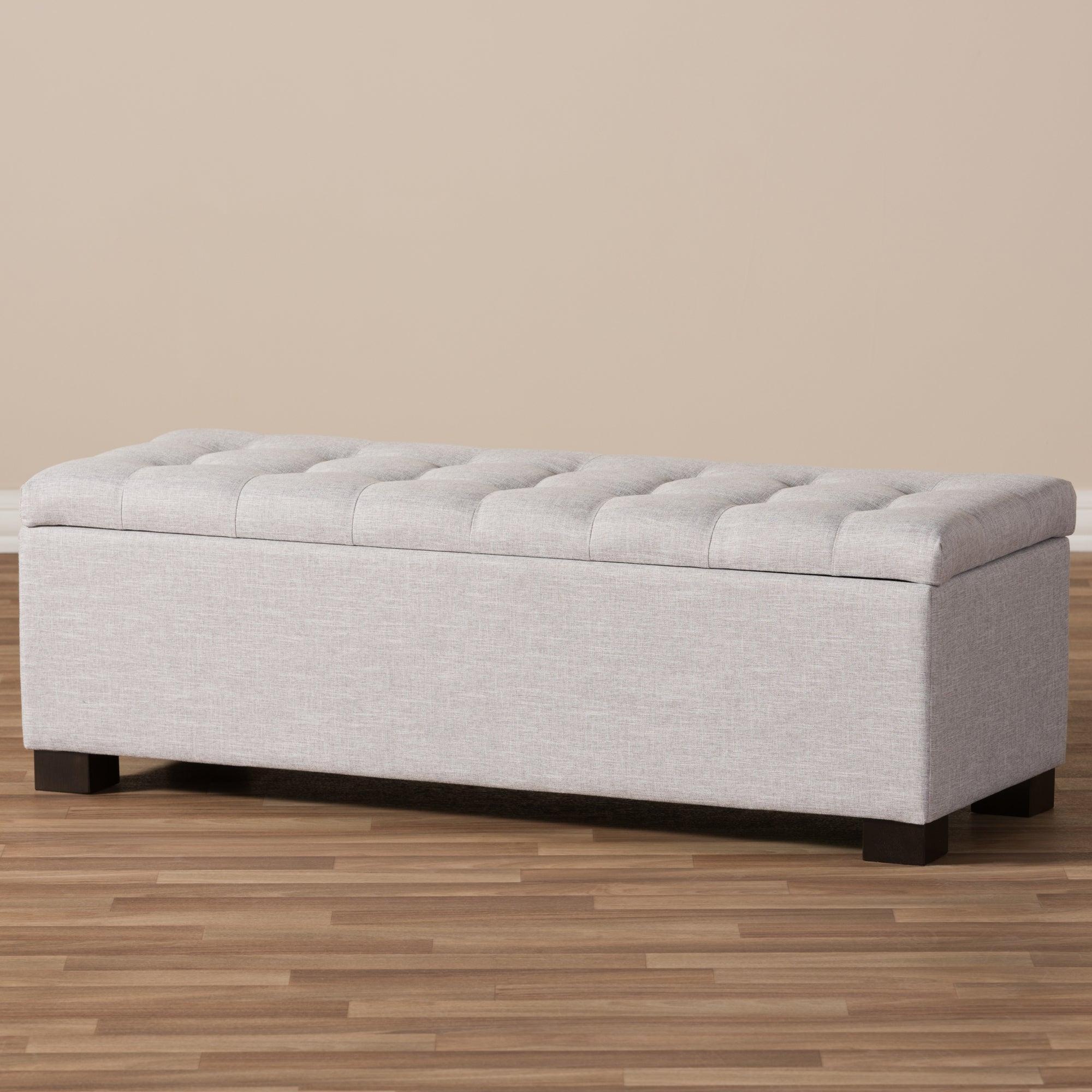 Roanoke Modern and Contemporary ish Fabric Upholstered Grid-Tufting Storage Ottoman Bench