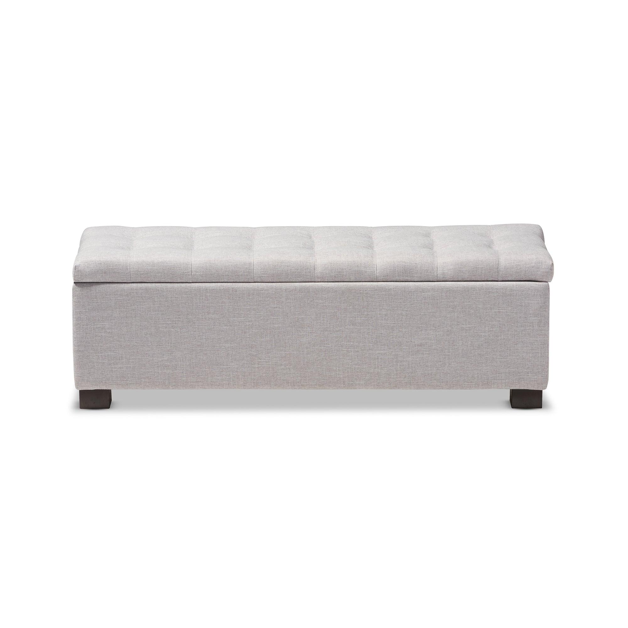 Roanoke Modern and Contemporary ish Fabric Upholstered Grid-Tufting Storage Ottoman Bench