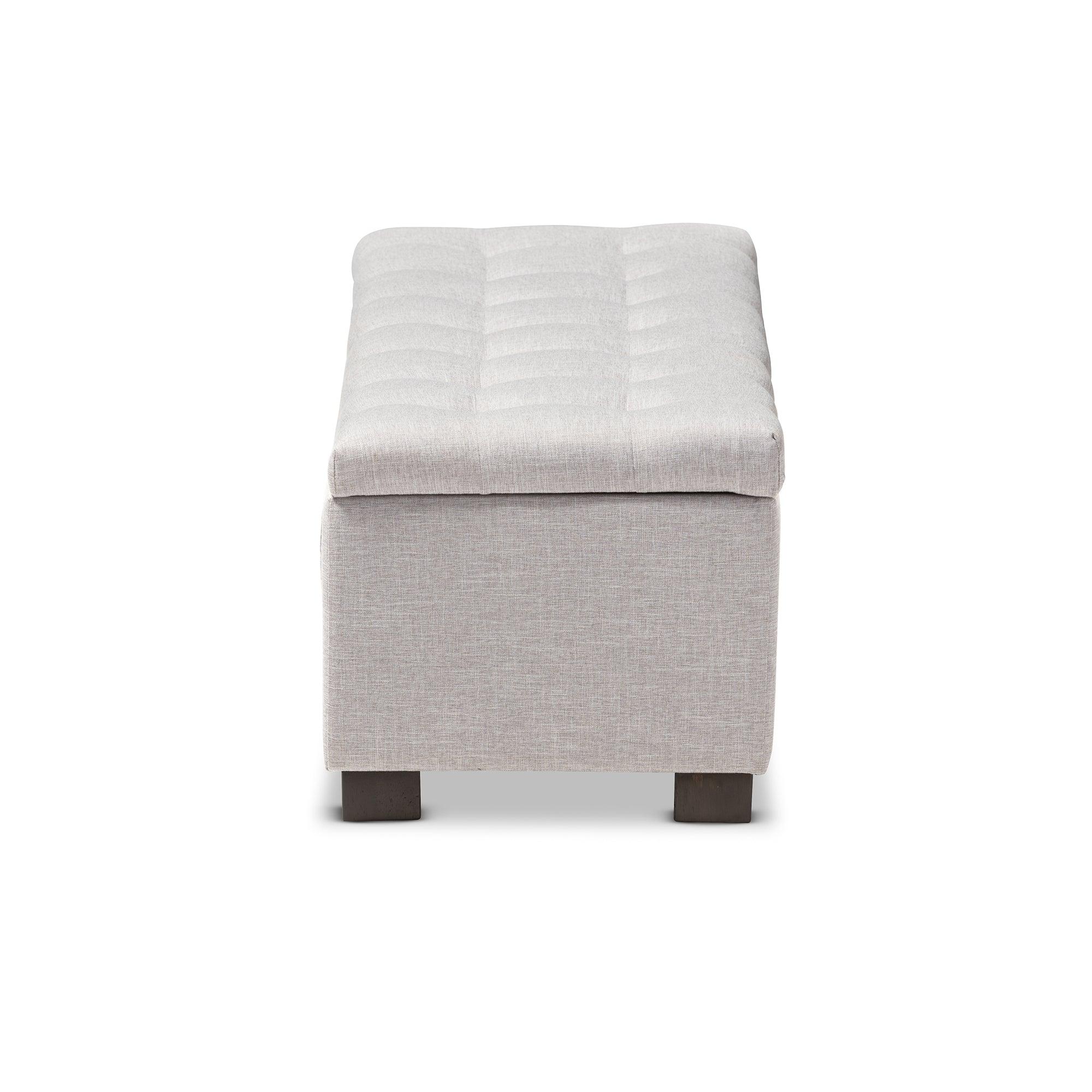 Roanoke Modern and Contemporary ish Fabric Upholstered Grid-Tufting Storage Ottoman Bench