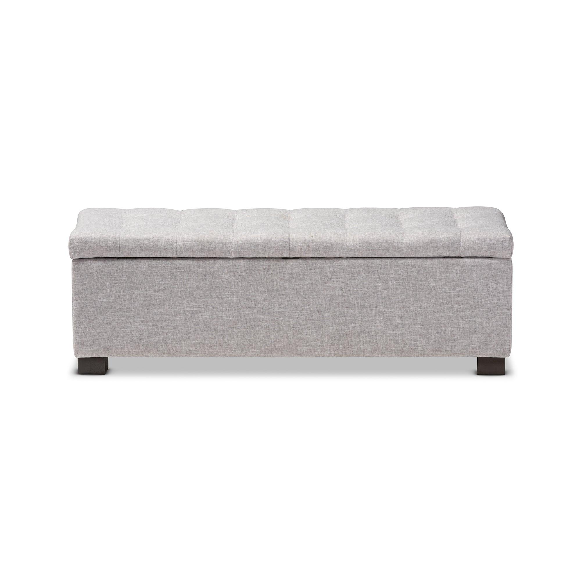 Roanoke Modern and Contemporary ish Fabric Upholstered Grid-Tufting Storage Ottoman Bench