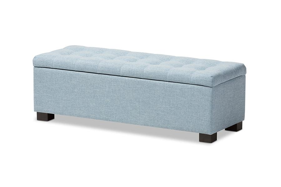 Roanoke Modern and Contemporary Fabric Upholstered Grid-Tufting Storage Ottoman Bench