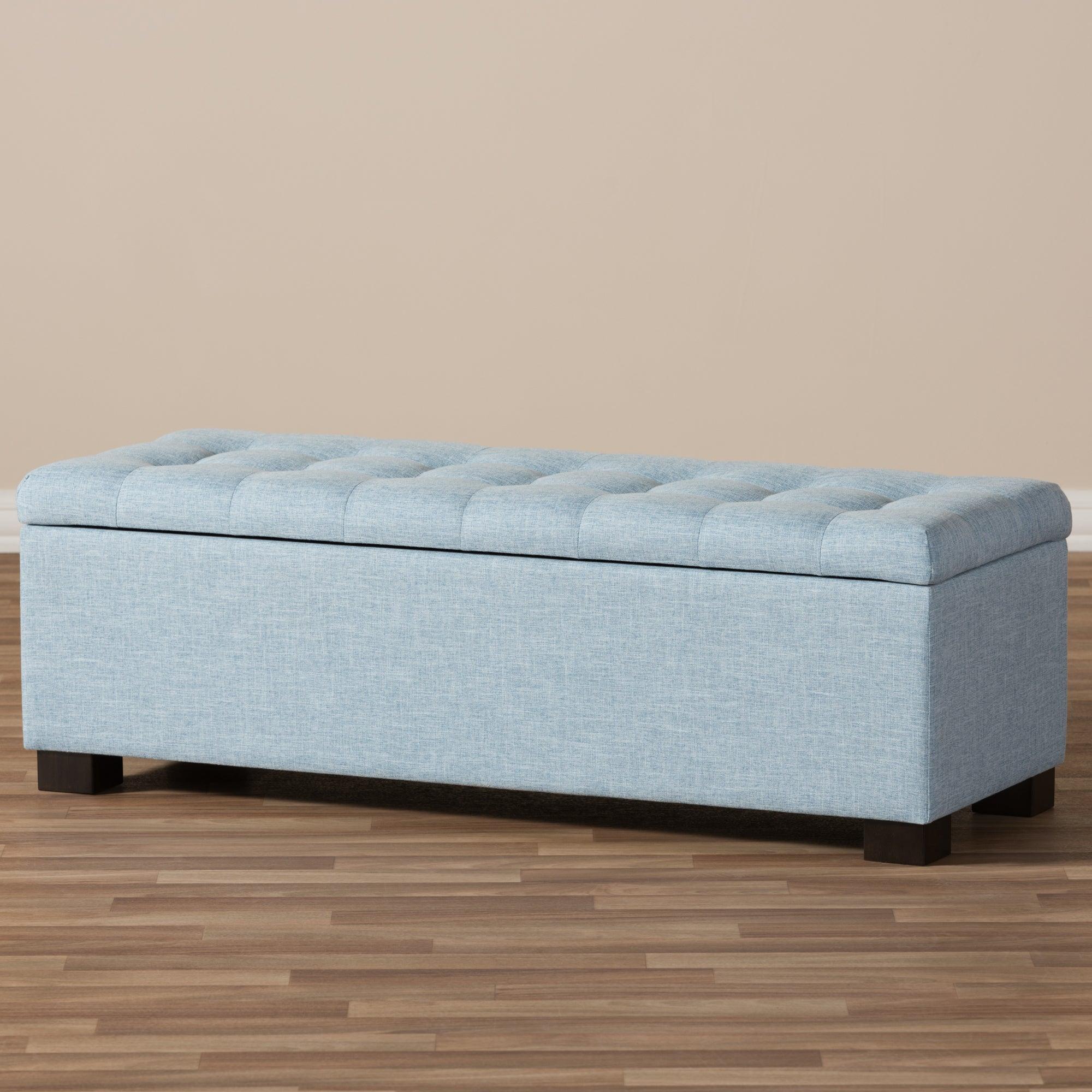 Roanoke Modern and Contemporary Fabric Upholstered Grid-Tufting Storage Ottoman Bench