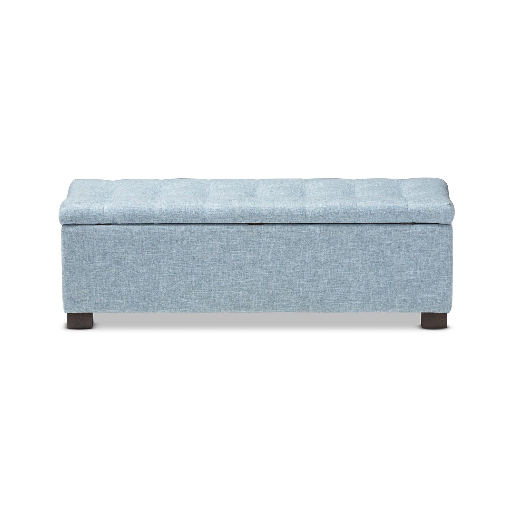 Roanoke Modern and Contemporary Fabric Upholstered Grid-Tufting Storage Ottoman Bench