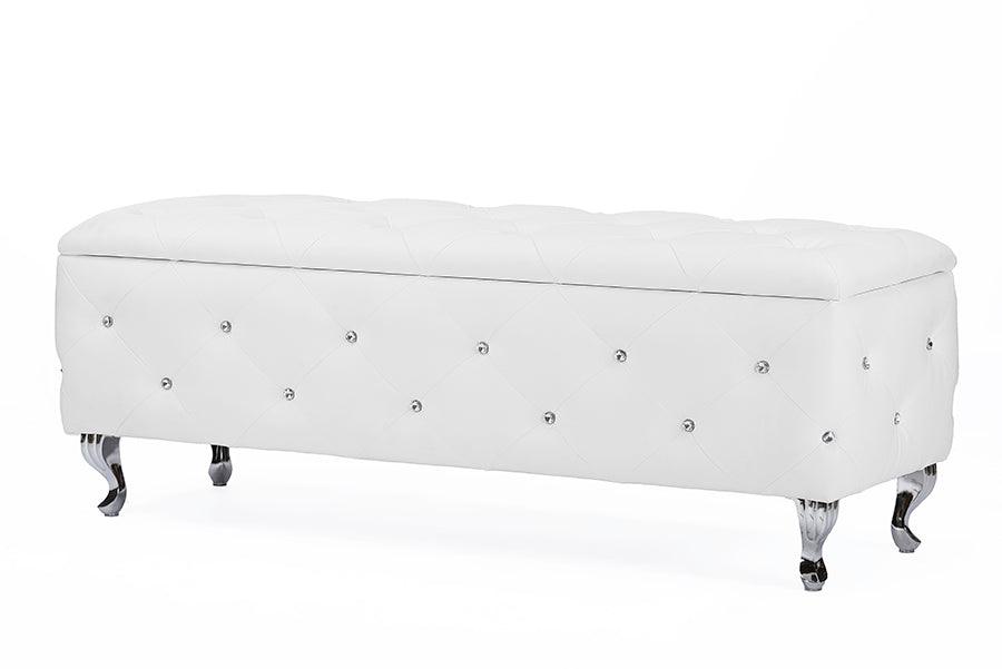 Seine Leather Contemporary Storage Ottoman