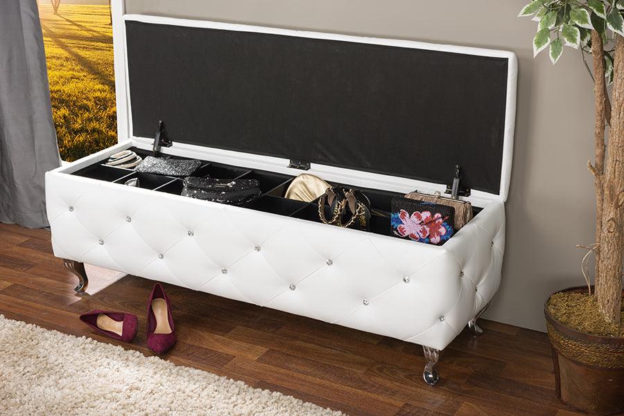 Seine Leather Contemporary Storage Ottoman