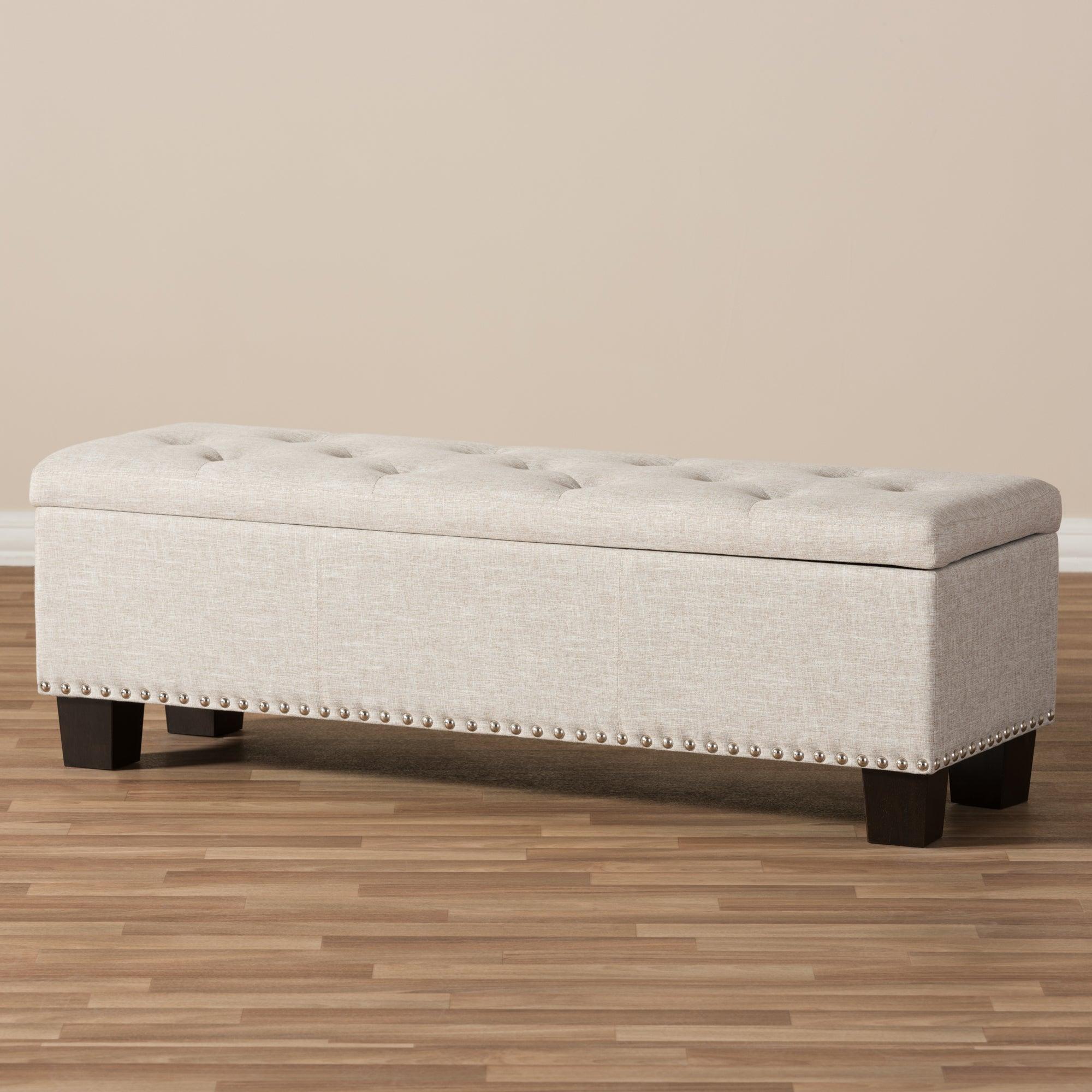 Hannah Modern and Contemporary Fabric Upholstered Button-Tufting Storage Ottoman Bench