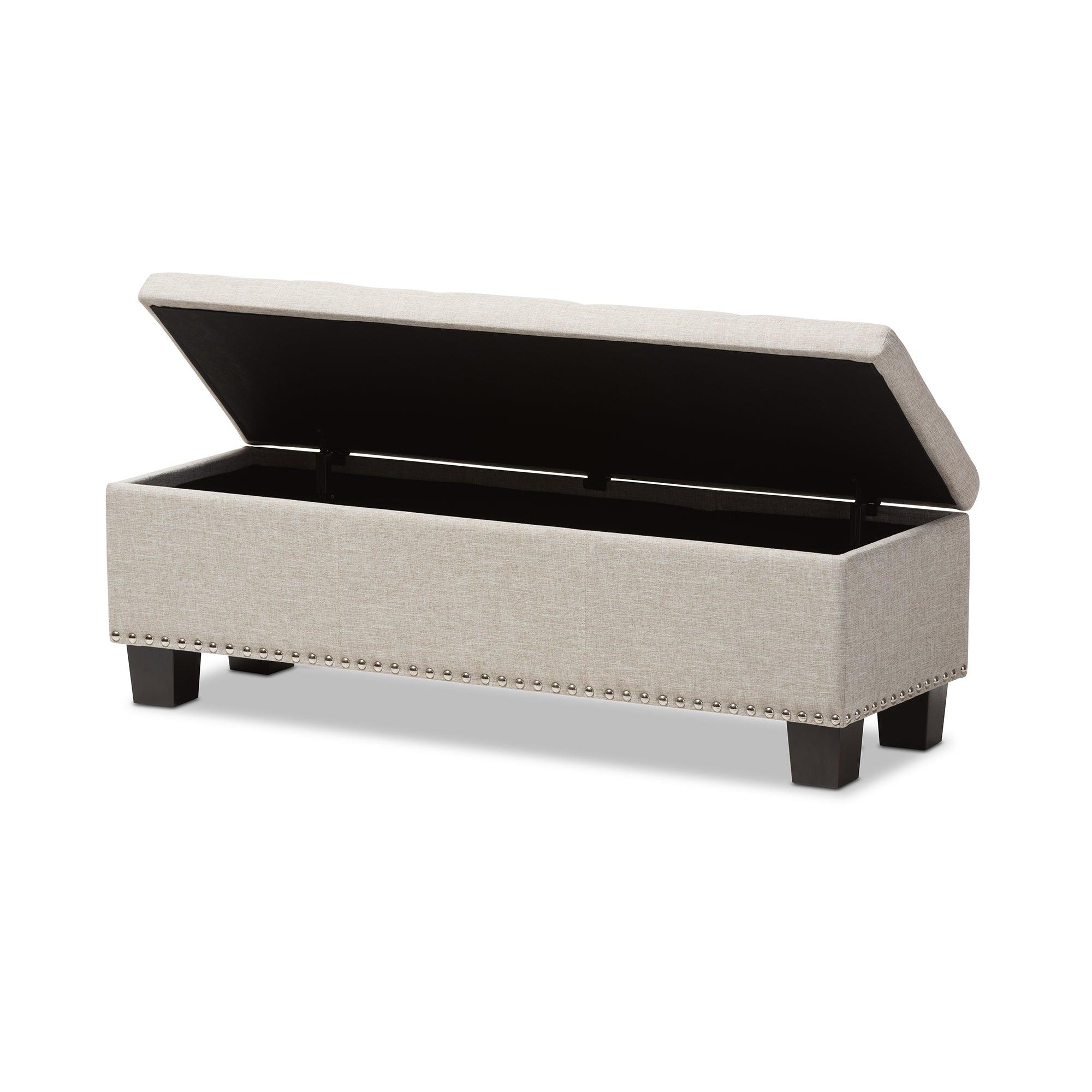 Hannah Modern and Contemporary Fabric Upholstered Button-Tufting Storage Ottoman Bench