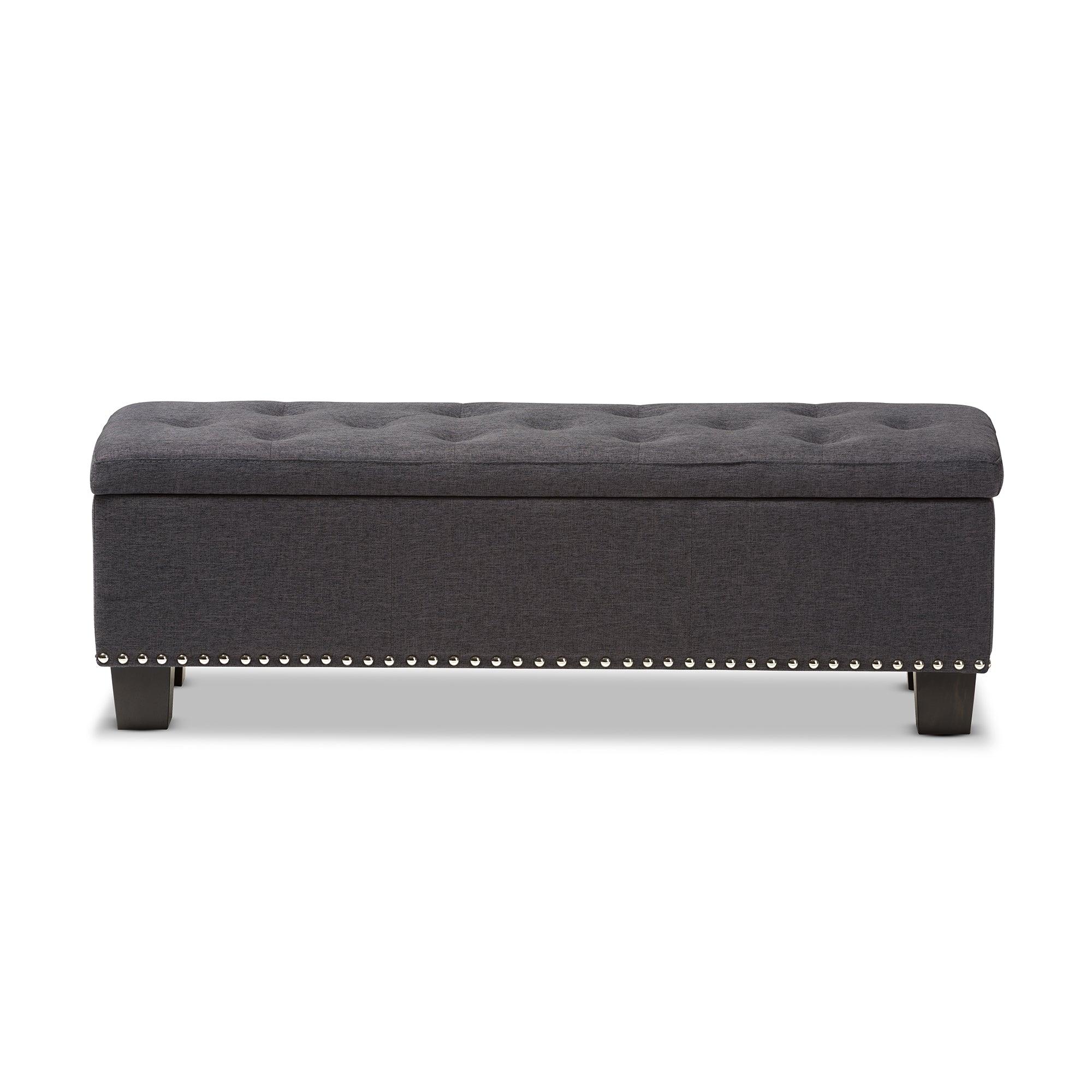 Hannah Modern and Contemporary Dark Fabric Upholstered Button-Tufting Storage Ottoman Bench