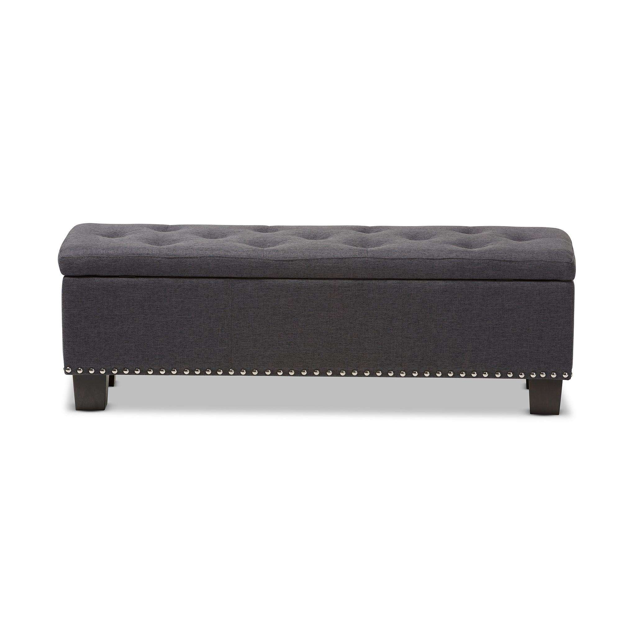 Hannah Modern and Contemporary Dark Fabric Upholstered Button-Tufting Storage Ottoman Bench