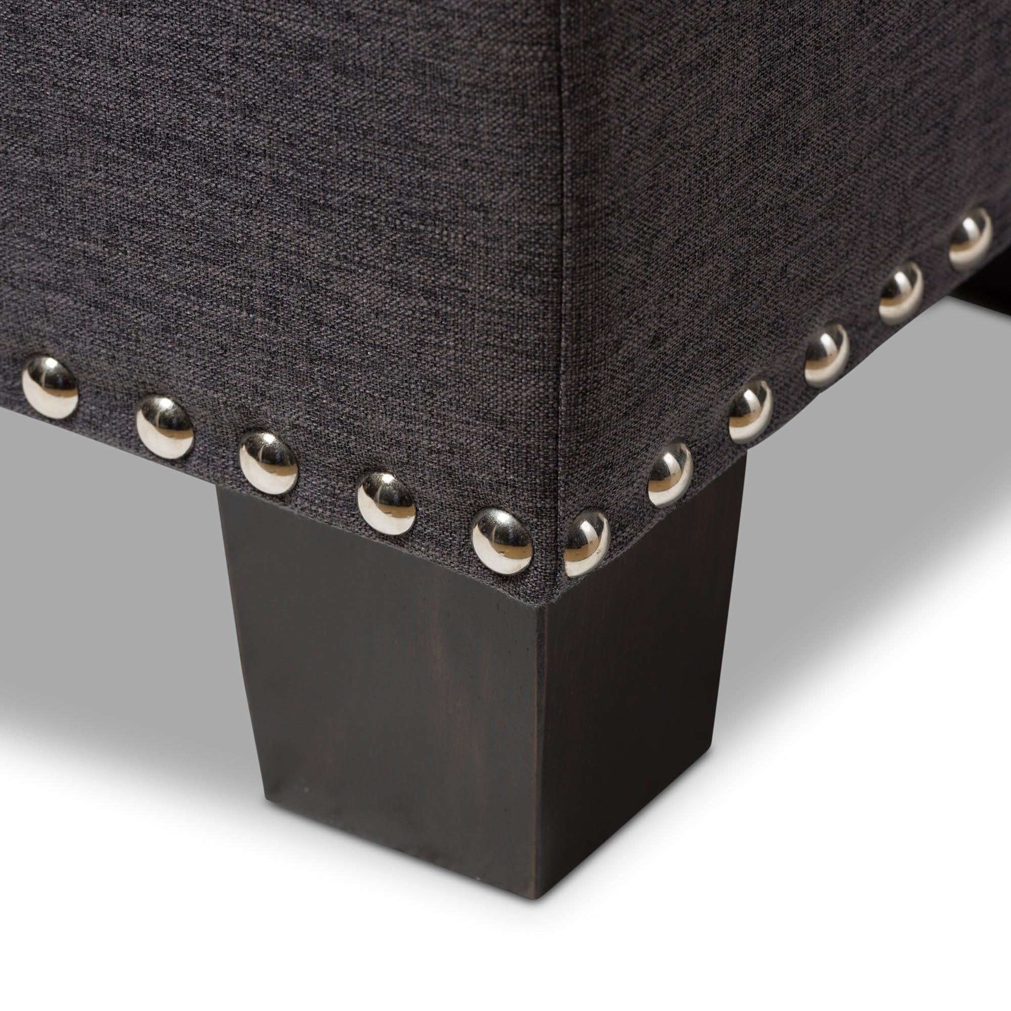 Hannah Modern and Contemporary Dark Fabric Upholstered Button-Tufting Storage Ottoman Bench