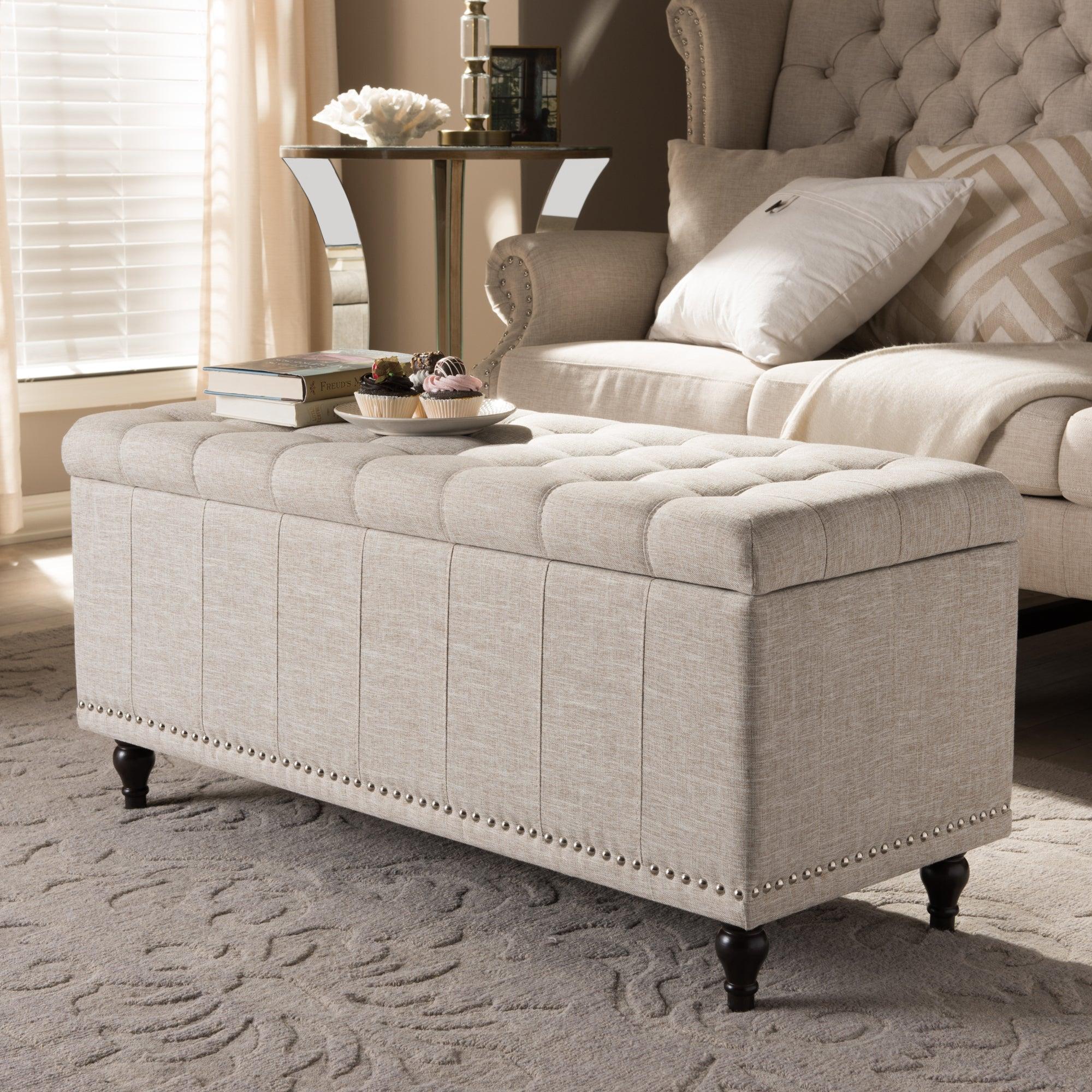 Kaylee Modern Classic Fabric Upholstered Button-Tufting Storage Ottoman Bench