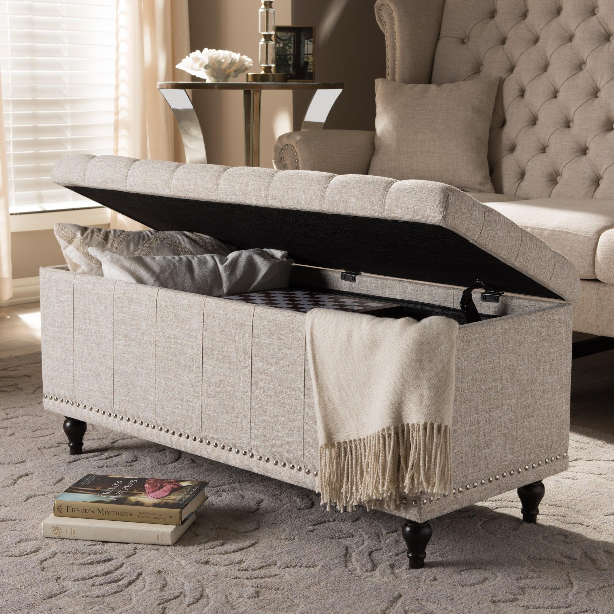 Kaylee Modern Classic Fabric Upholstered Button-Tufting Storage Ottoman Bench