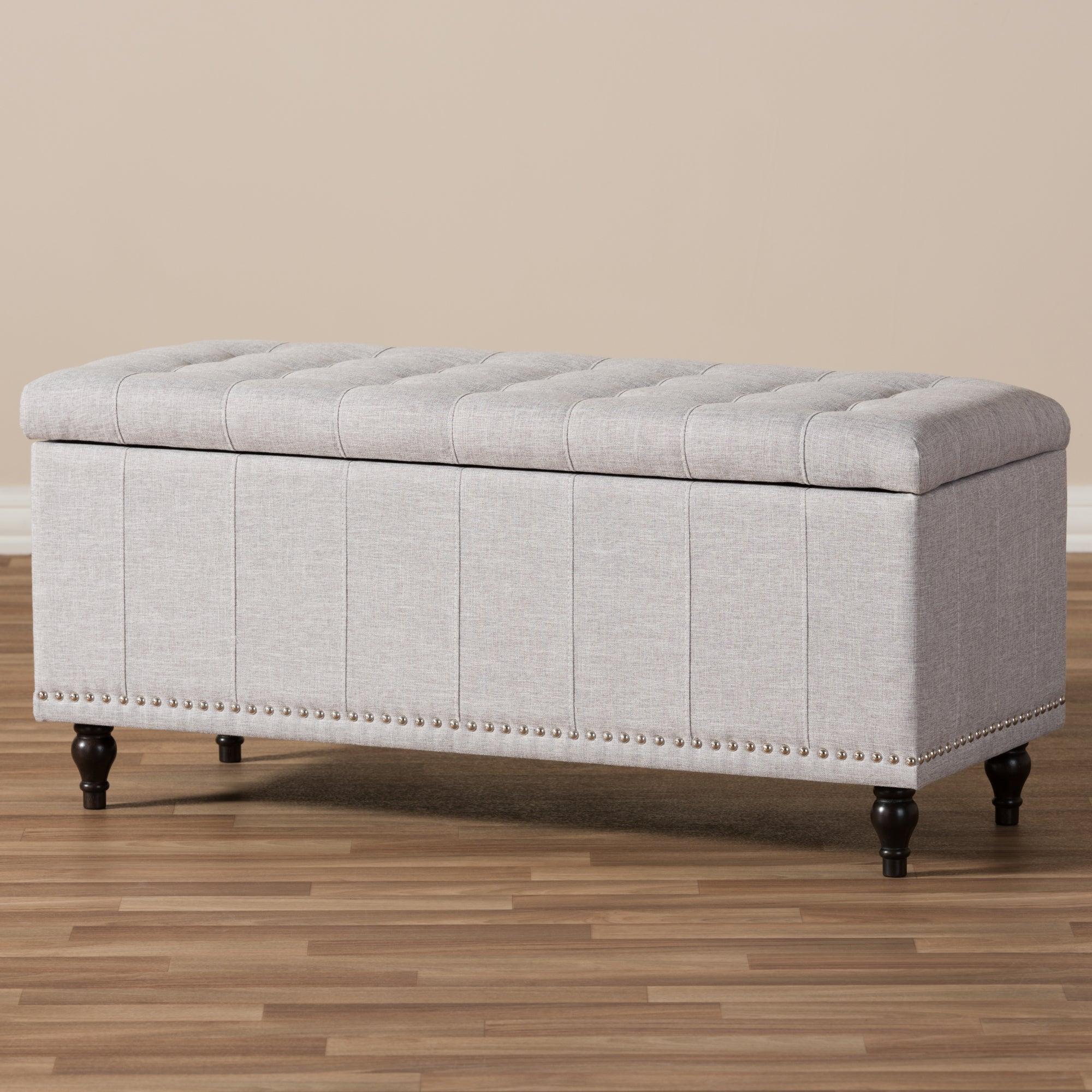 Kaylee Modern Classic ish Fabric Upholstered Button-Tufting Storage Ottoman Bench