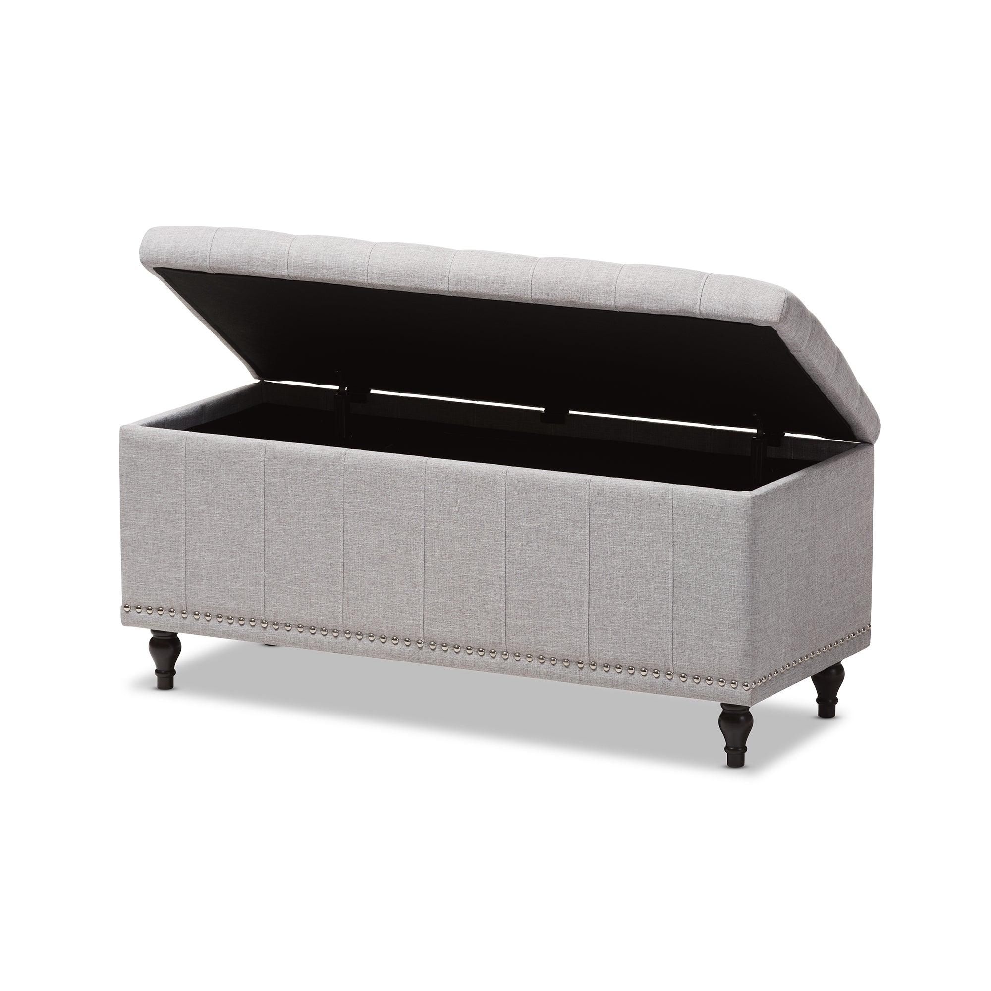 Kaylee Modern Classic ish Fabric Upholstered Button-Tufting Storage Ottoman Bench