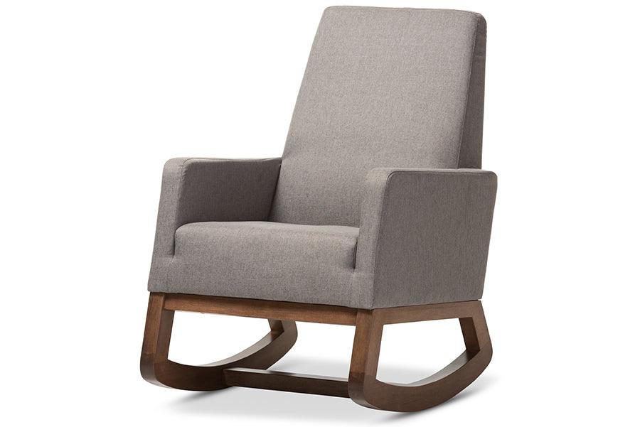 Yashiya Mid-century Retro Modern Fabric Upholstered Rocking Chair