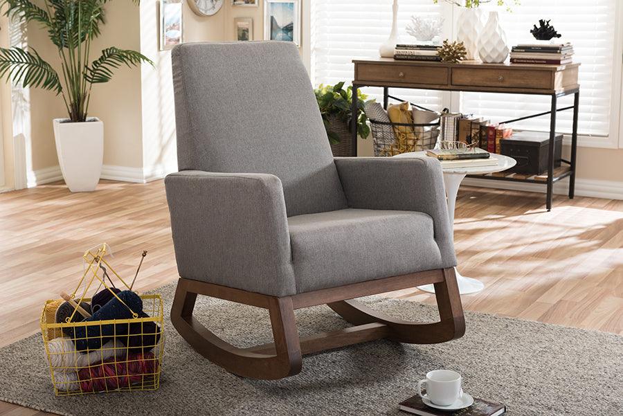 Yashiya Mid-century Retro Modern Fabric Upholstered Rocking Chair