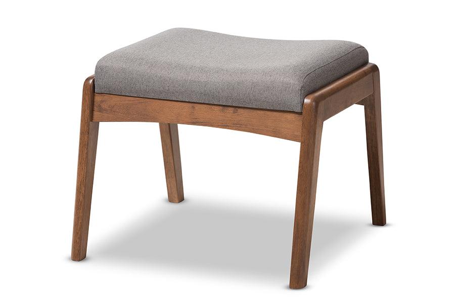 Roxy Mid-Century Modern Wood Finishing and Fabric Upholstered Ottoman