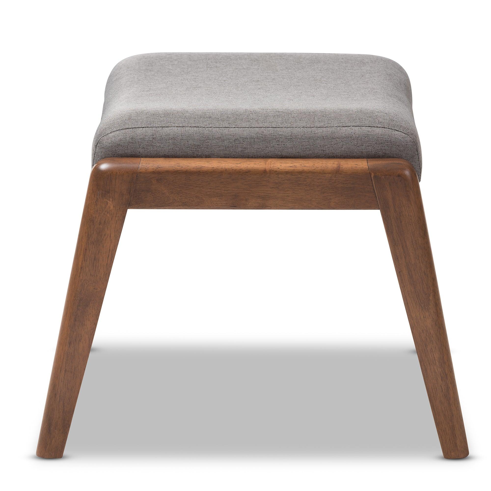 Roxy Mid-Century Modern Wood Finishing and Fabric Upholstered Ottoman