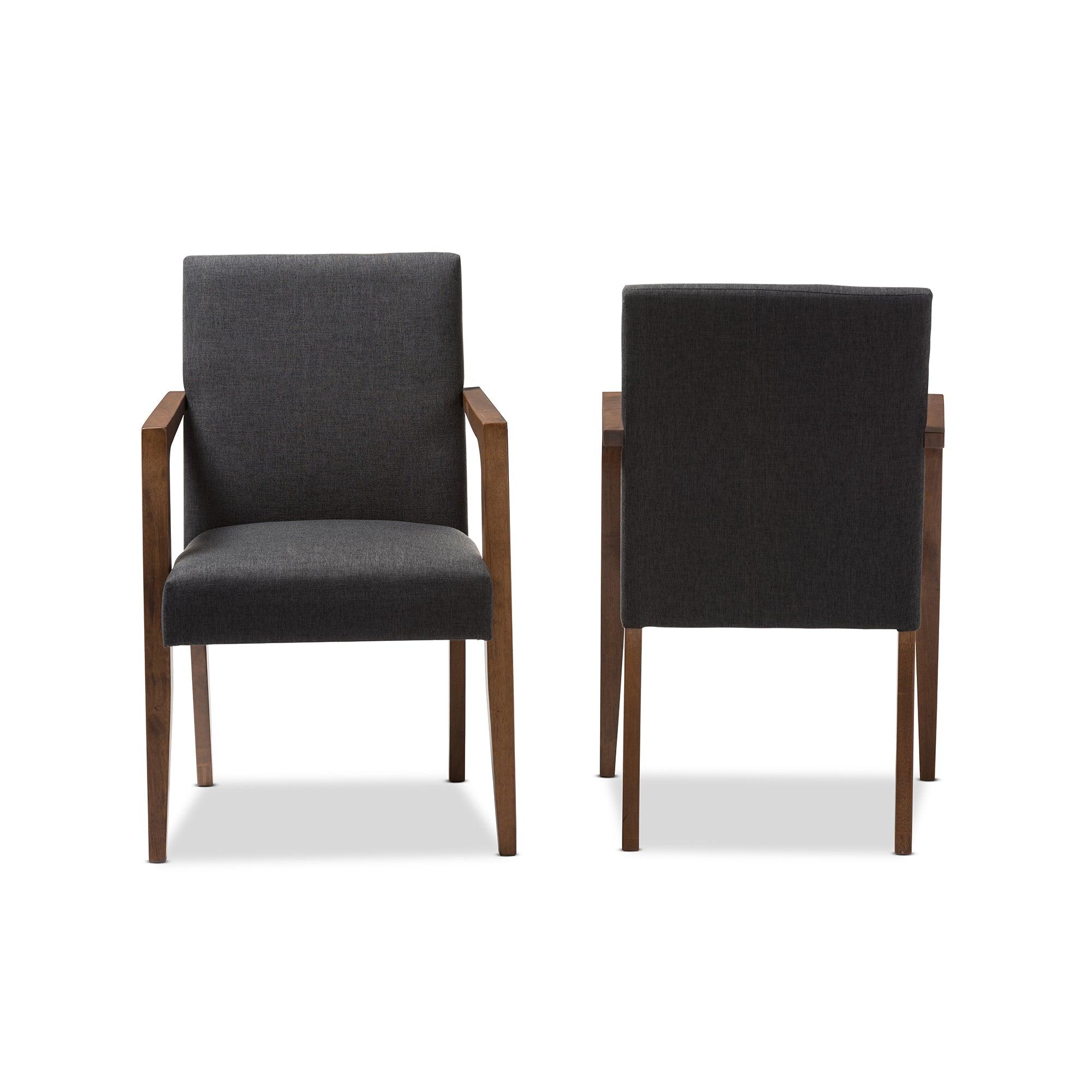 Andrea Mid-Century Modern Dark Upholstered Wooden 2-Piece Lounge Set