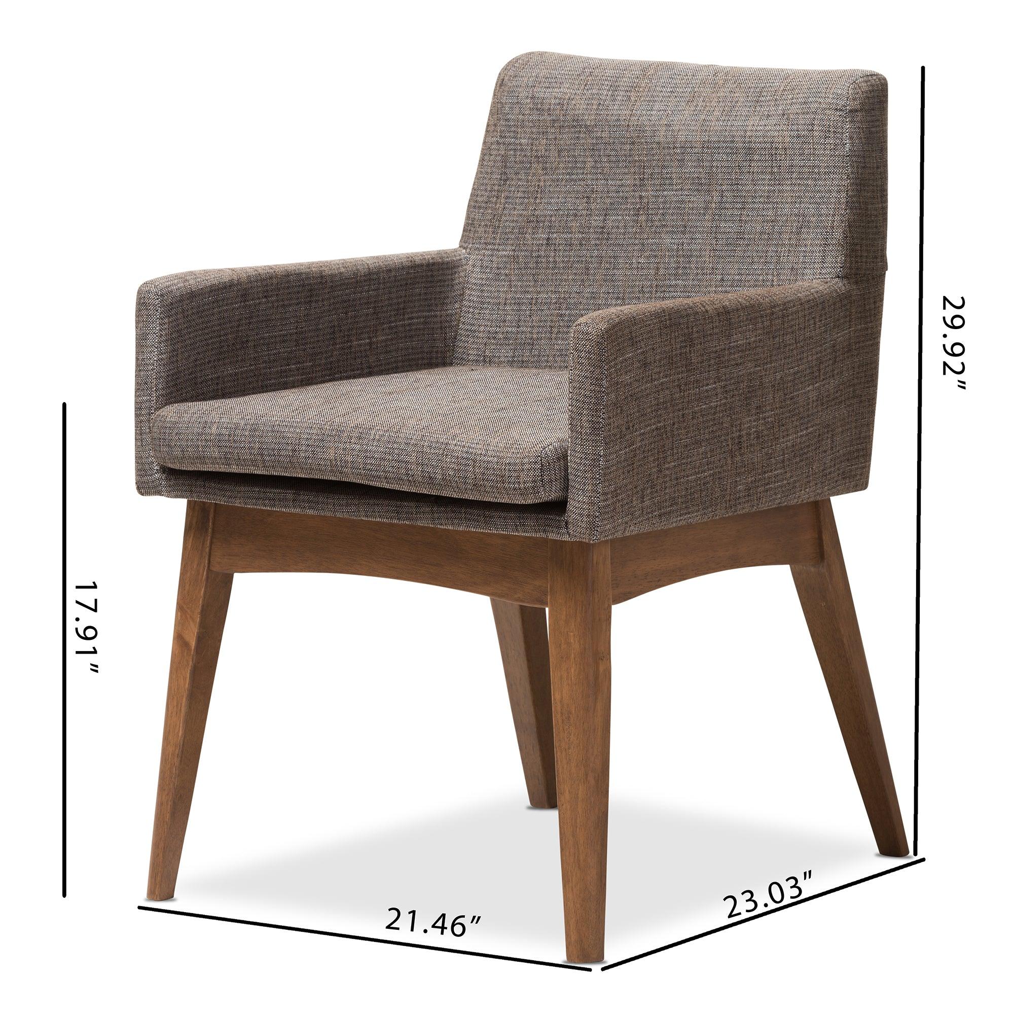 Nexus Mid-Century Modern Wood Finishing and Gravel Fabric Upholstered Arm Chair (Set of 2)