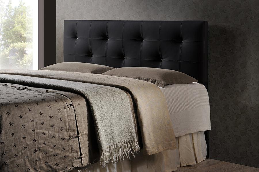 Dalini Modern and Contemporary Faux Leather Headboard with Faux Crystal Buttons