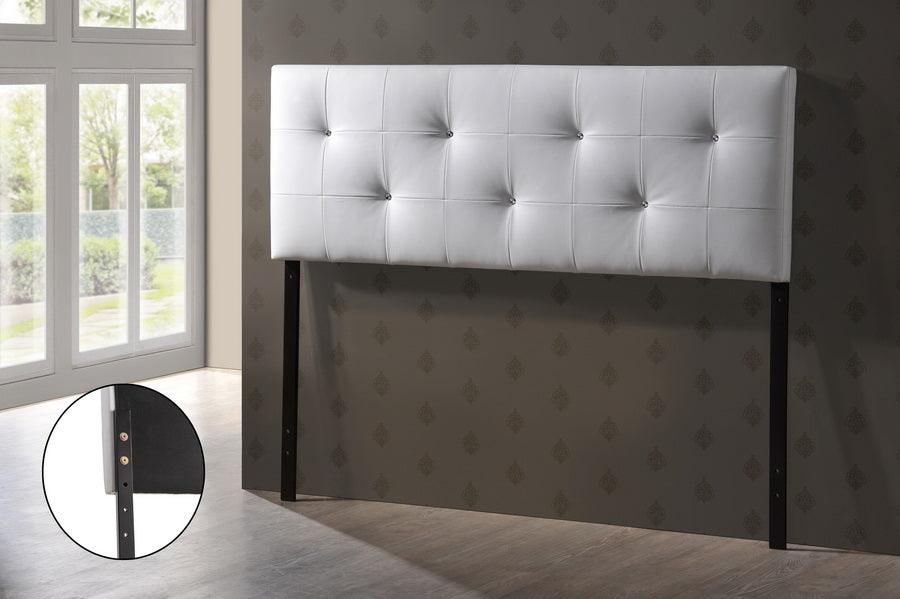 Dalini Modern and Contemporary Faux Leather Headboard with Faux Crystal Buttons