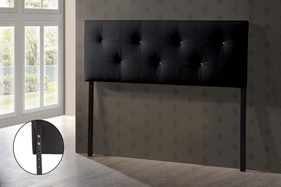 Dalini Modern and Contemporary Faux Leather Headboard with Faux Crystal Buttons