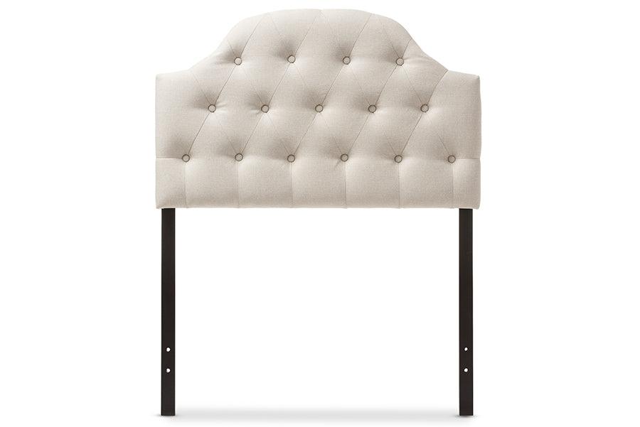 Morris Modern and Contemporary Light Fabric Upholstered Button-Tufted Scalloped Headboard