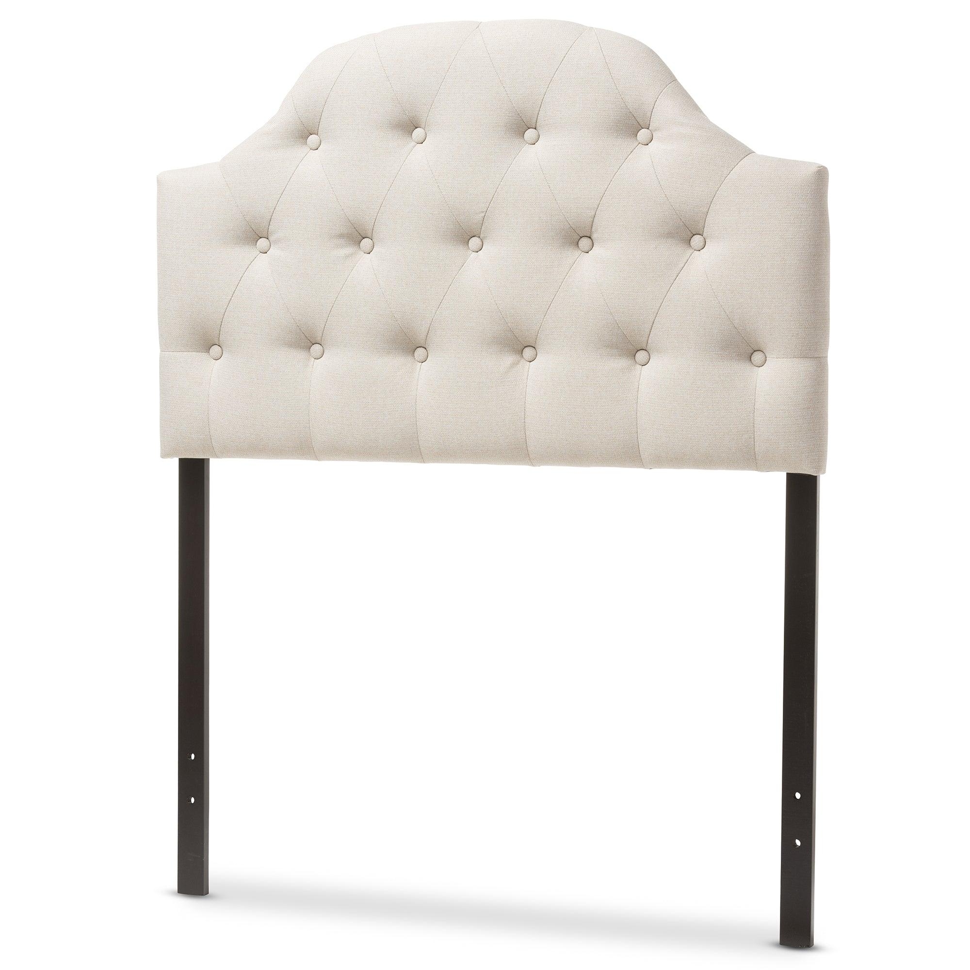 Morris Modern and Contemporary Light Fabric Upholstered Button-Tufted Scalloped Headboard