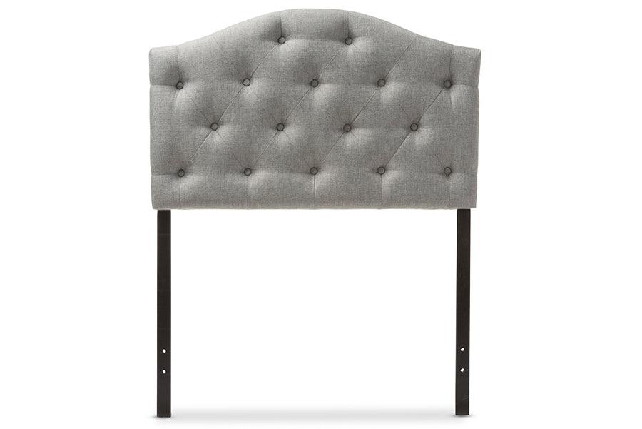 Myra Modern and Contemporary Fabric Upholstered Button-Tufted Scalloped Headboard