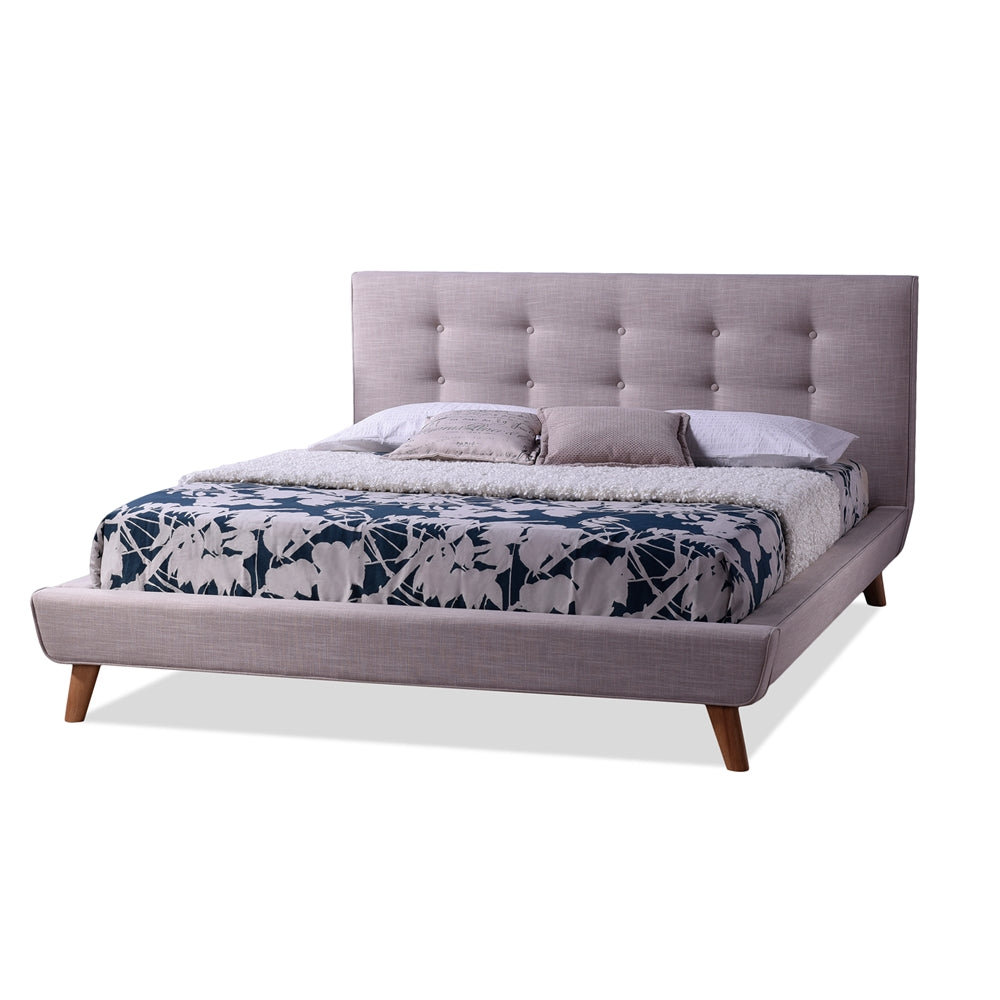 Jonesy Scandinavian Style Mid-century Fabric Upholstered Platform Bed