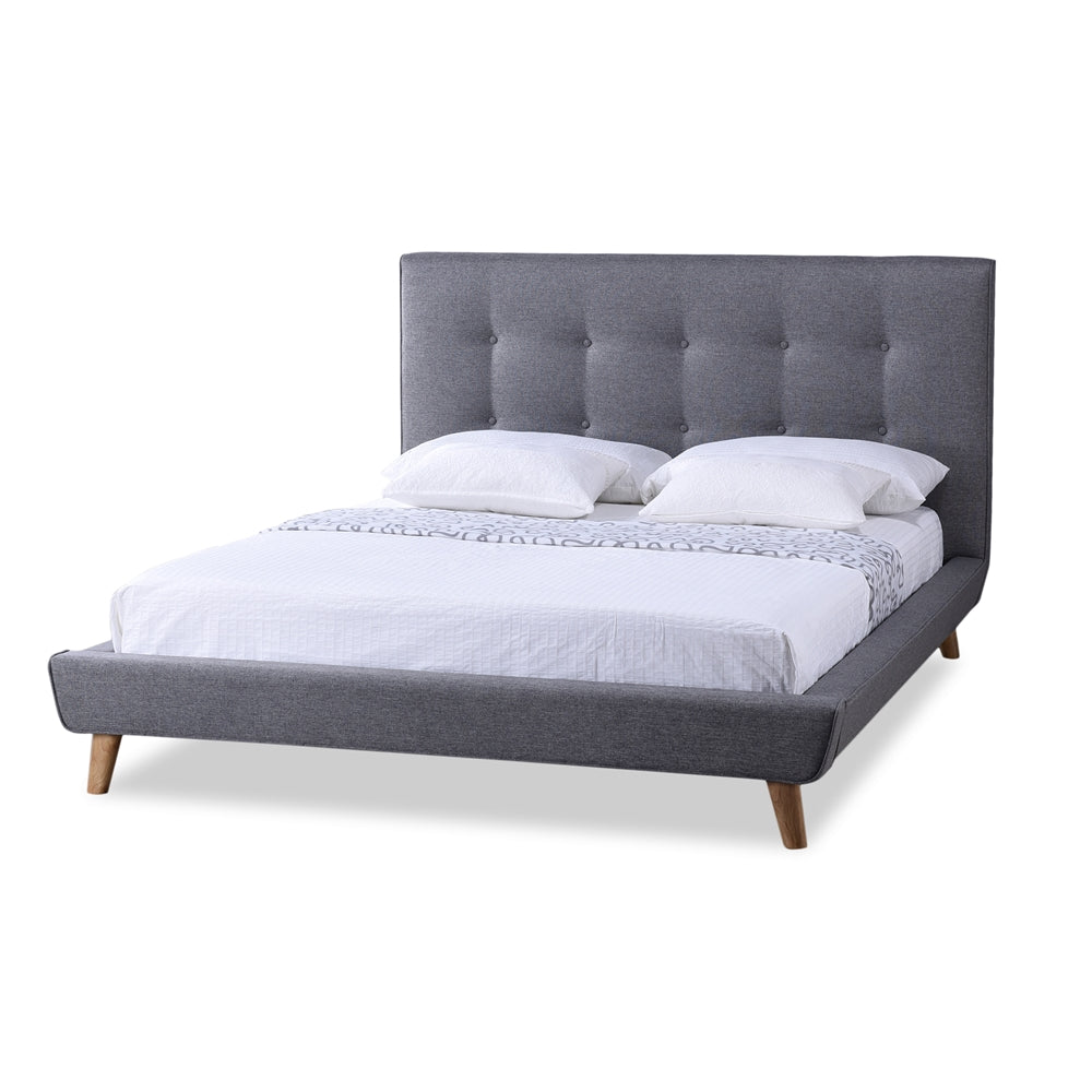 Jonesy Scandinavian Style Mid-century Fabric Upholstered Platform Bed